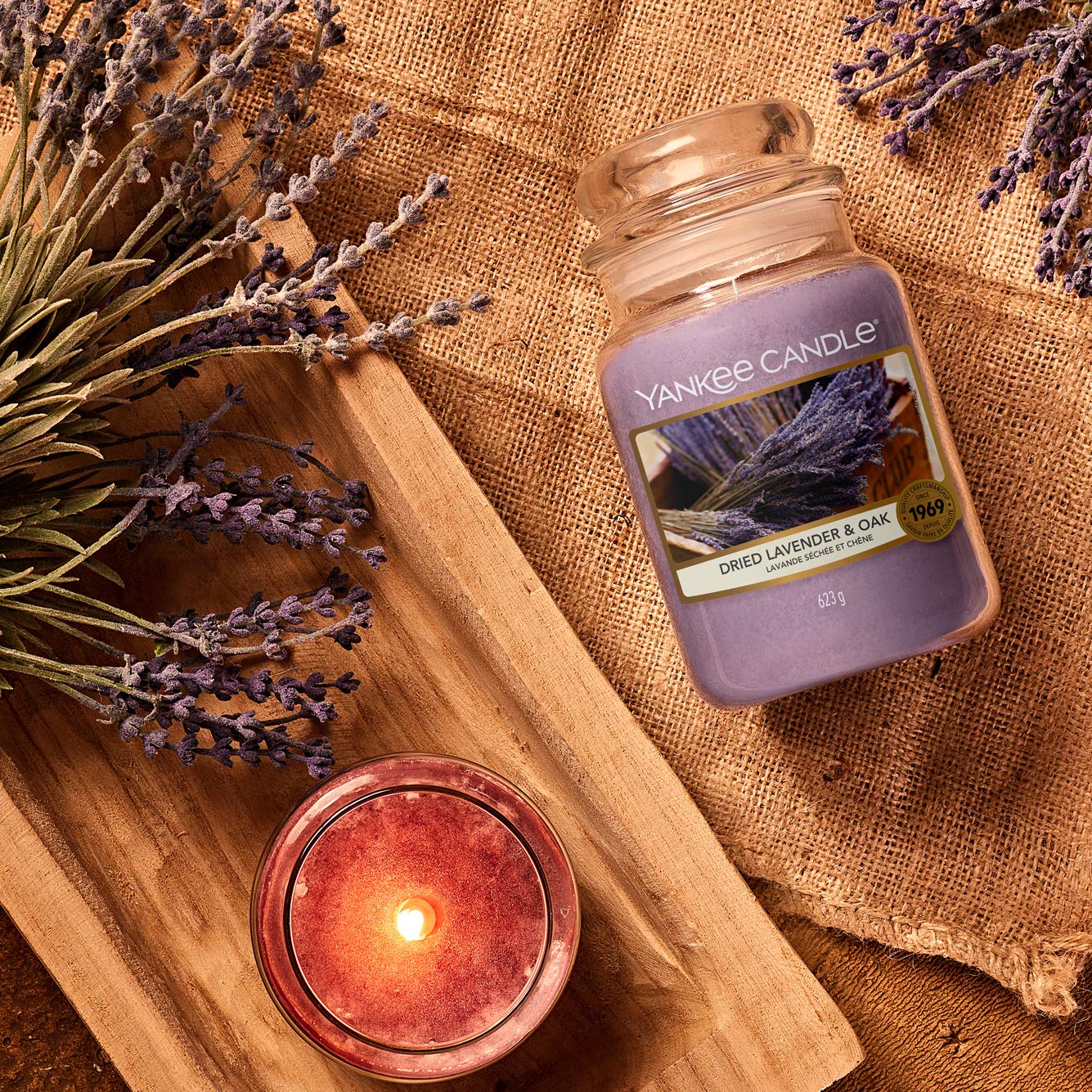 Yankee Candle Large Jar Scented Candle - Lavender & Oak Fragrance, Long-Lasting 150 Hour Burn Time, Dried Lavender & Oak Scent | Perfect for Relaxation, Aromatherapy & Home Decor
