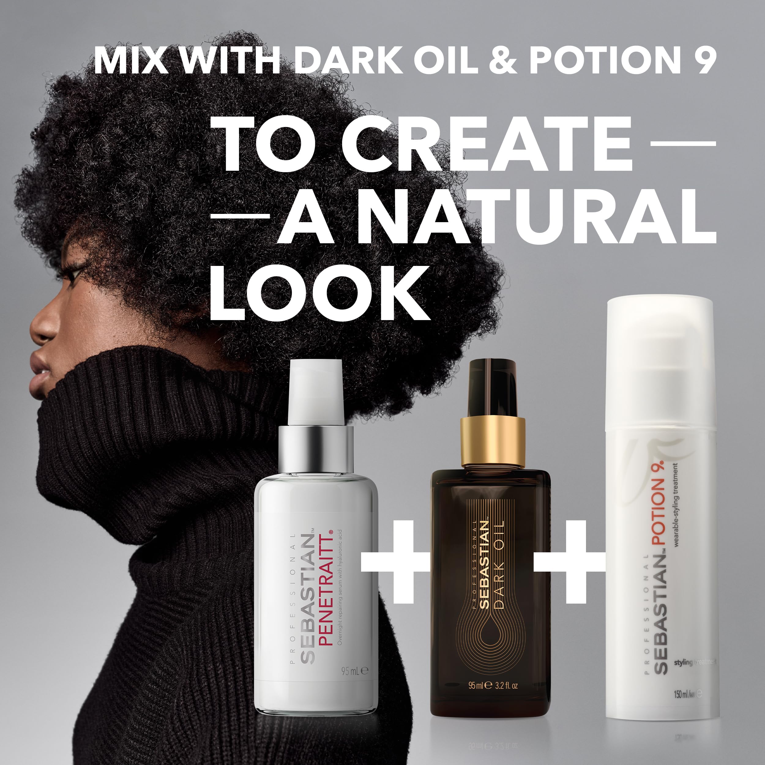 Sebastian Professional Penetraitt Overnight Repair Serum & Dark Oil Lightweight Styling Oil Set - 3.2oz Hair Treatment with Potion 9 Leave-in Conditioner 5.1oz | Repair Damaged Hair for Smooth, Shiny Locks | Perfect for Nighttime Hair Care & Daily Styling