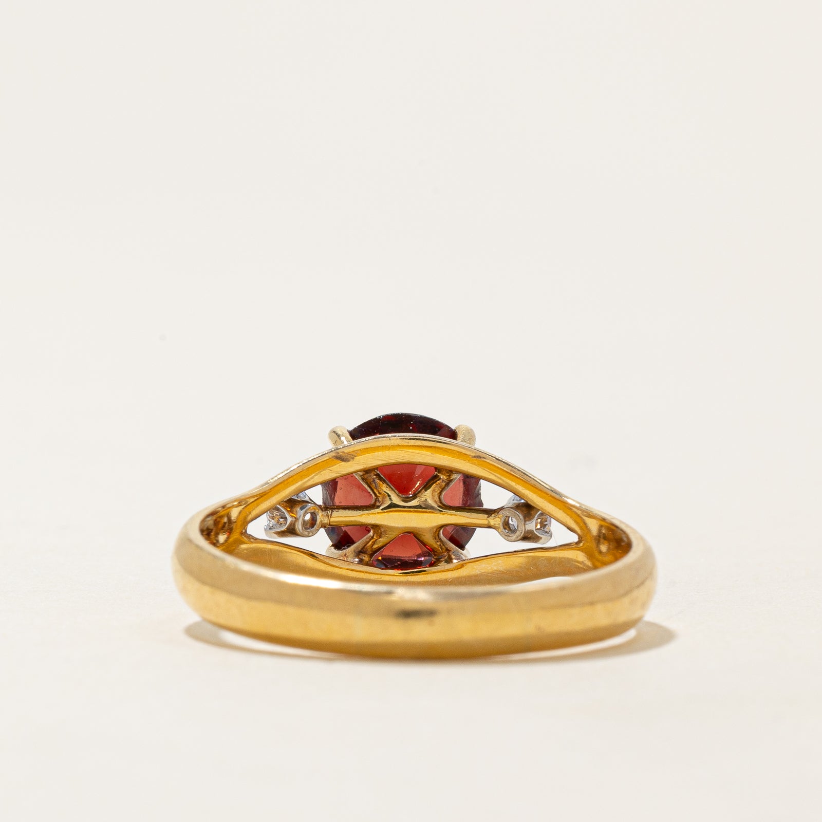 2.20ct Garnet & Diamond Tapered Ring - 0.08ctw Genuine Gemstone Jewelry - Size 9.5 - Elegant Wedding, Anniversary & Gift for Her - Perfect for Evening Parties & Special Occasions
