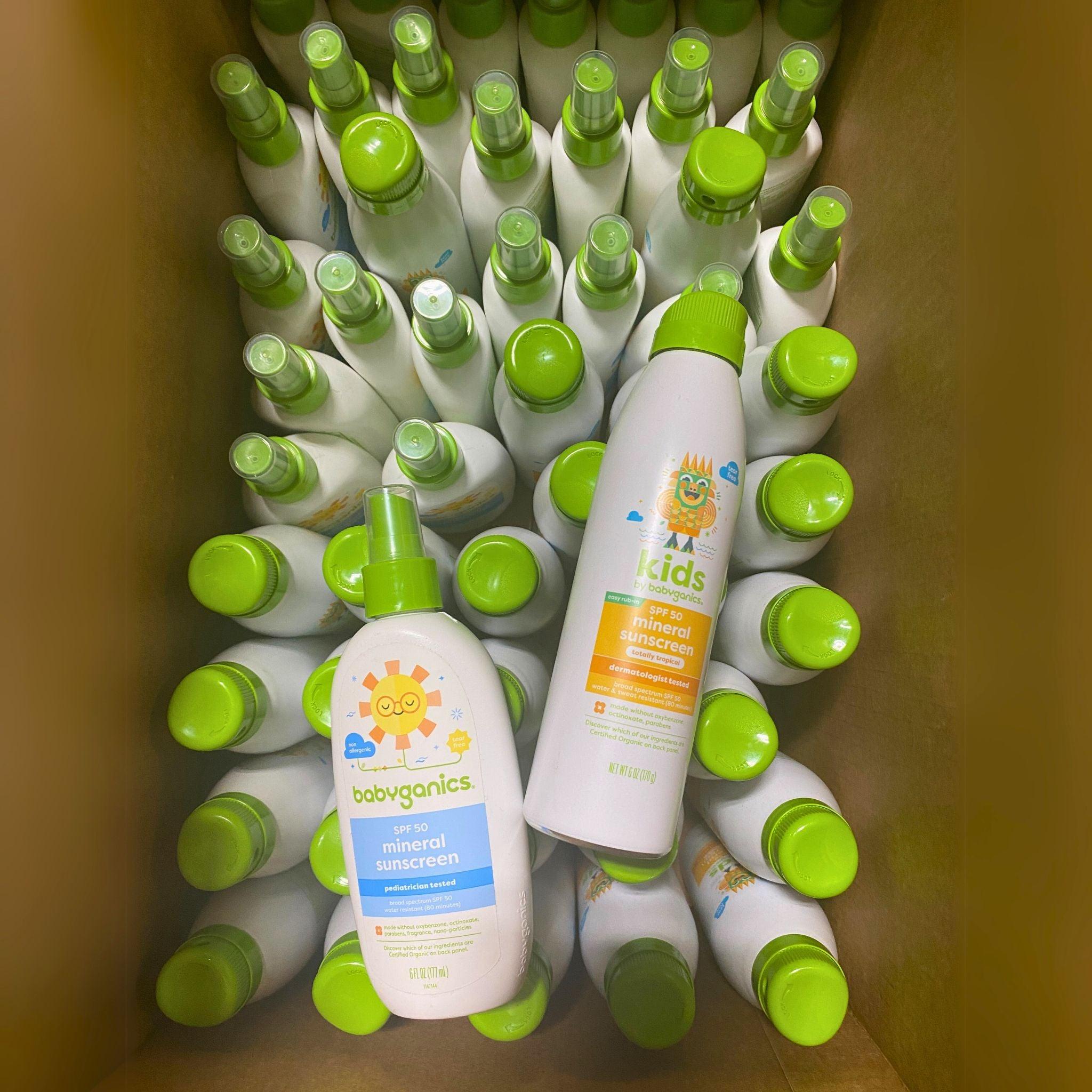 BabyGanics Mineral Sunscreen Lotion & Spray SPF 50 - 6 fl oz (50 Pack) - Natural, Non-Toxic Sun Protection for Babies & Kids - Beach, Pool & Outdoor Activities