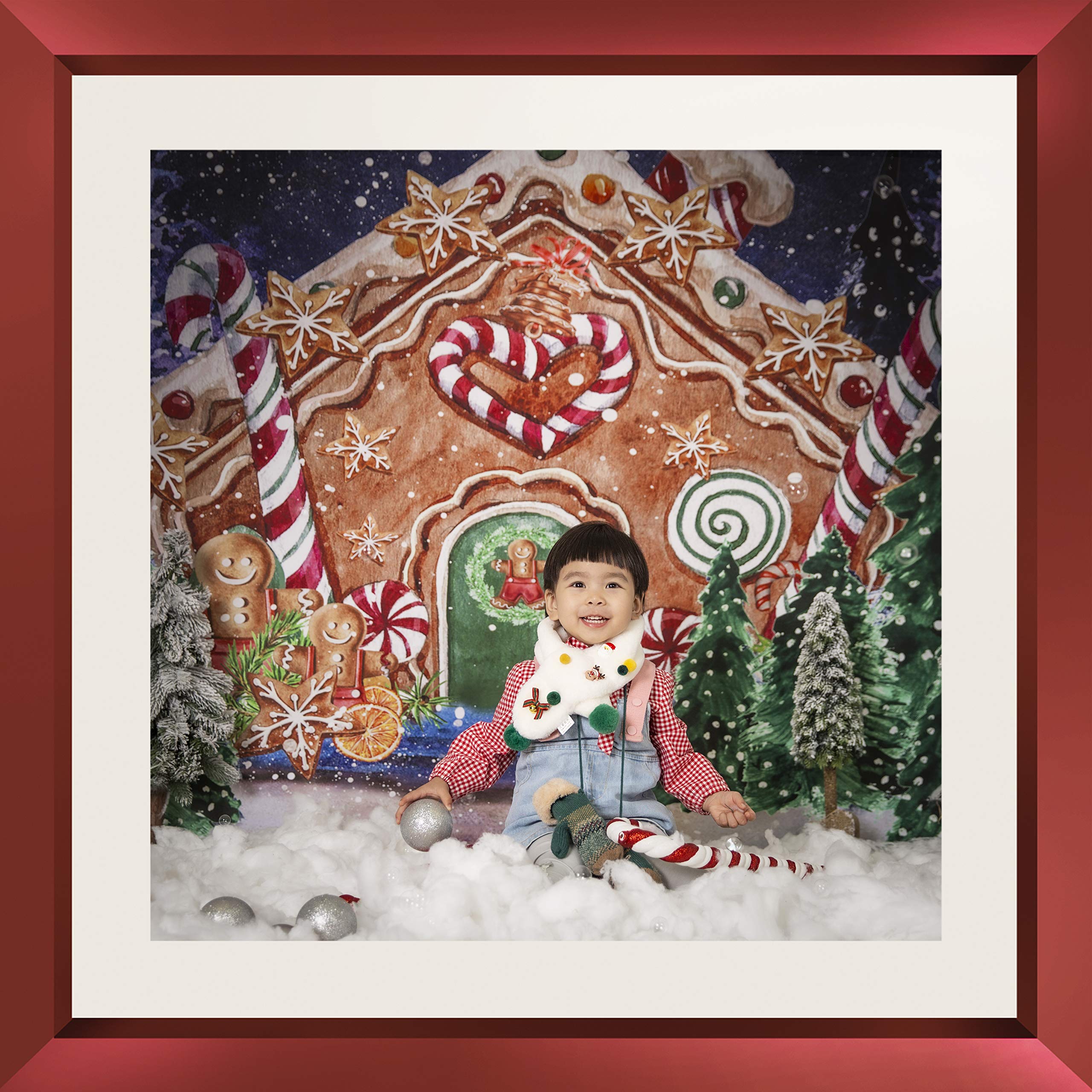 8x8ft Large Winter Photography Backdrop - Christmas Gingerbread House Decor for Studio Props & Holiday Photo Shoots | Perfect for Seasonal Portraits, Christmas Cards, and Festive Social Media Content