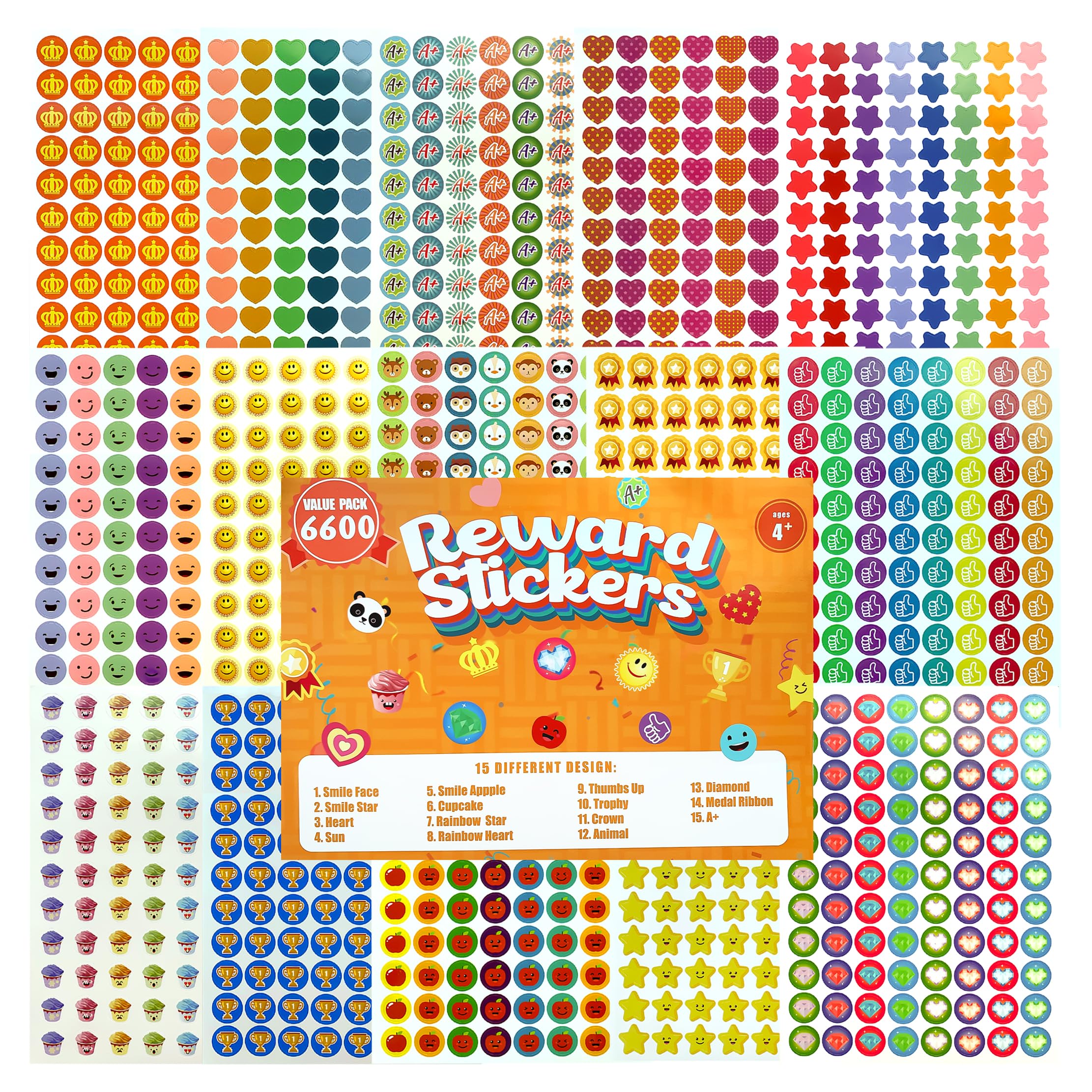 6600Pcs Teacher Reward Stickers - Colorful Star & School Stickers for Classroom Incentives, Student Motivation & Teacher Supplies - Perfect for Elementary, Preschool & Homeschool Rewards
