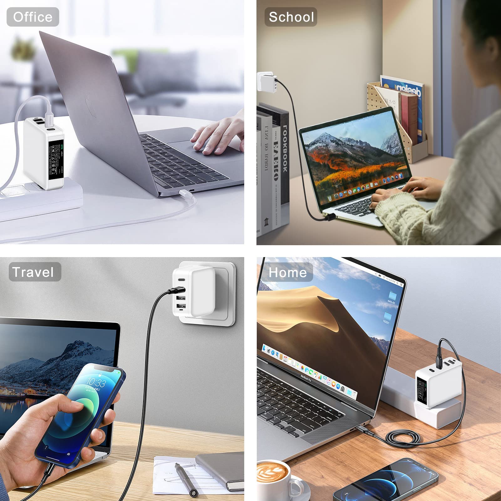 DTK 120W USB C Wall Charger Fast Charging Block Plug, 4-Port PD Charging Station for iPhone 15/14/13, Samsung Galaxy, iPad, MacBook - Perfect for Home, Office & Travel