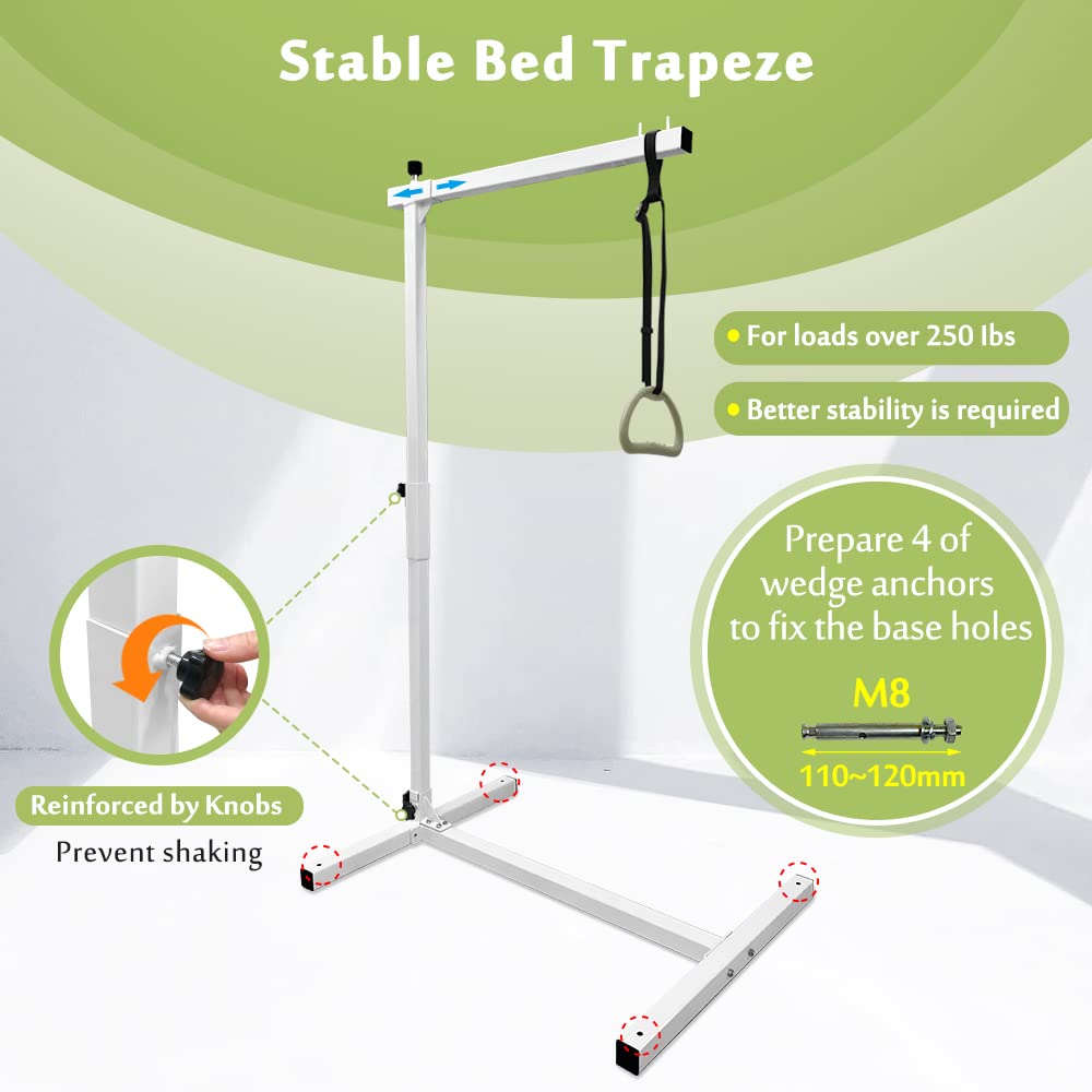 Mybow Bed Trapeze Bar - Adjustable Bed Mobility Aid for Seniors & Elderly, Bedside Pull Up Bar & Transfer Rail, Bariatric Bed Handle for Hospital & Home Use - Ideal for Standing Assistance & Safe Patient Transfer