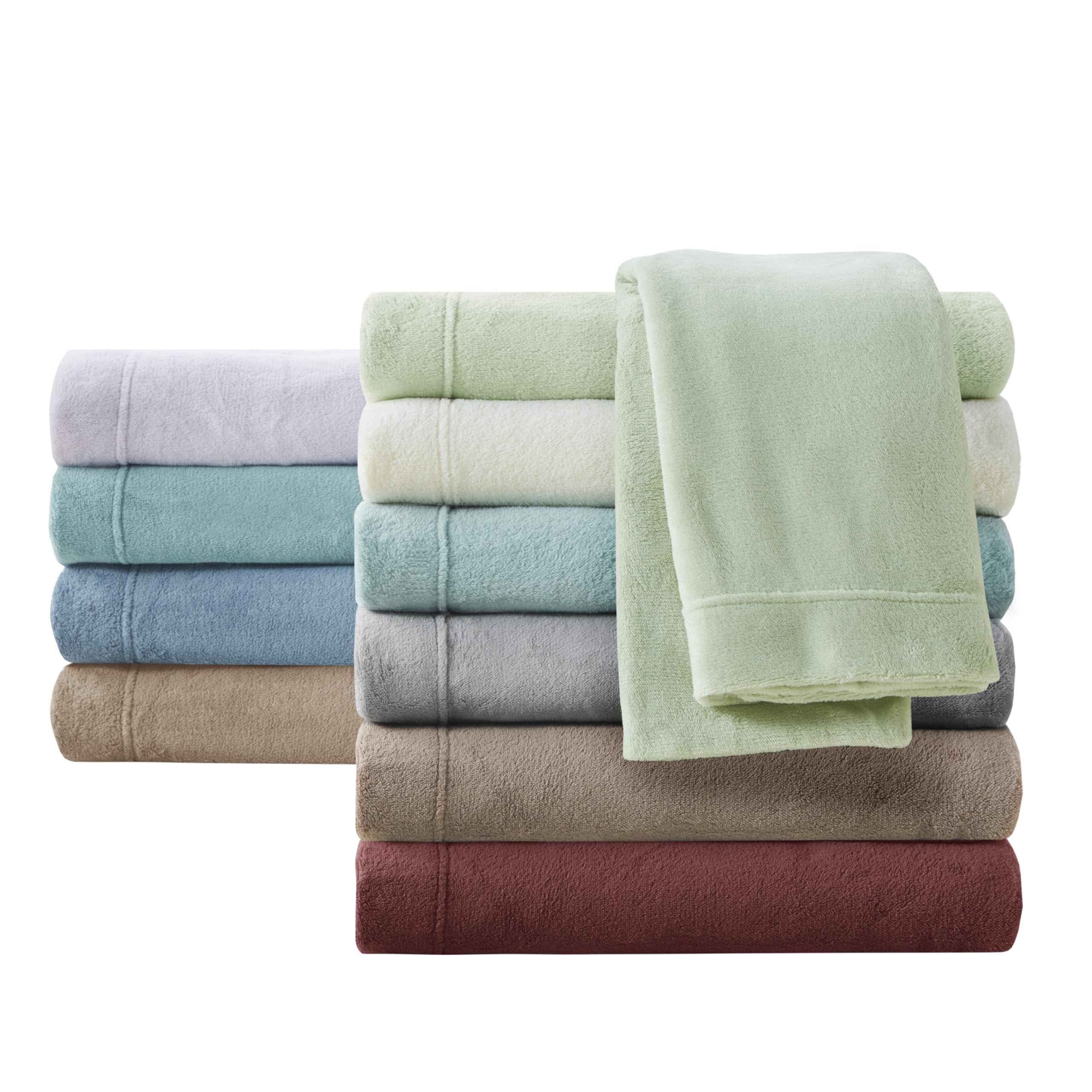 True North by Sleep Philosophy 4-Piece Plush Sheet Set - Queen Size, Solid Blue, Ultra Soft & Warm Bedding, Fitted Pocket Fits 16