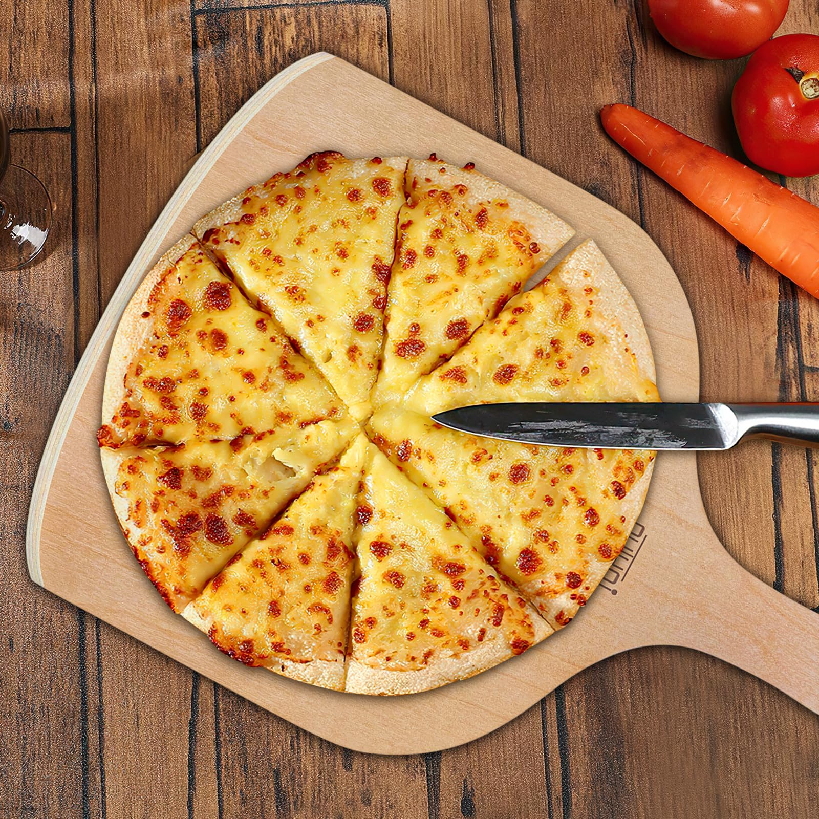 2 Pack 12 Inch Wooden Pizza Peel Set - Large Pizza Paddle for Oven, Stone, Grill & Baking Bread | Perfect for Home Kitchen, Outdoor BBQ & Restaurant Use
