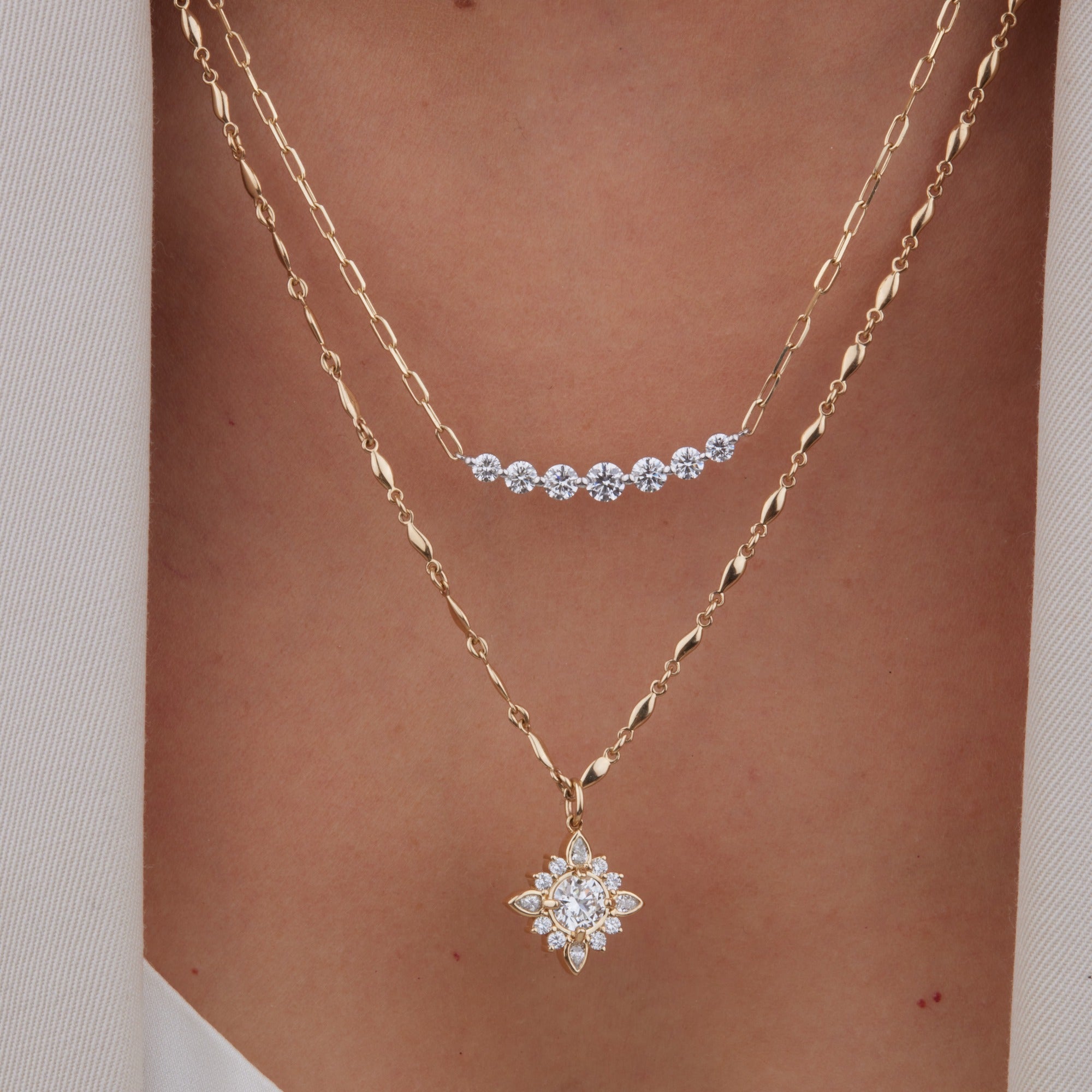10K Gold Floating Diamond Paper Clip Necklace - Elegant Everyday Jewelry for Women, Perfect for Office, Date Night & Special Occasions