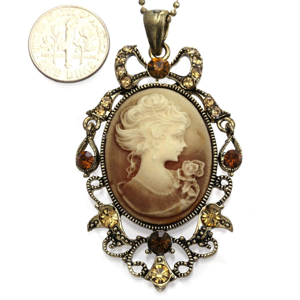 Light Brown Cameo Pendant Necklace for Women - Vintage Charm Jewelry Gift