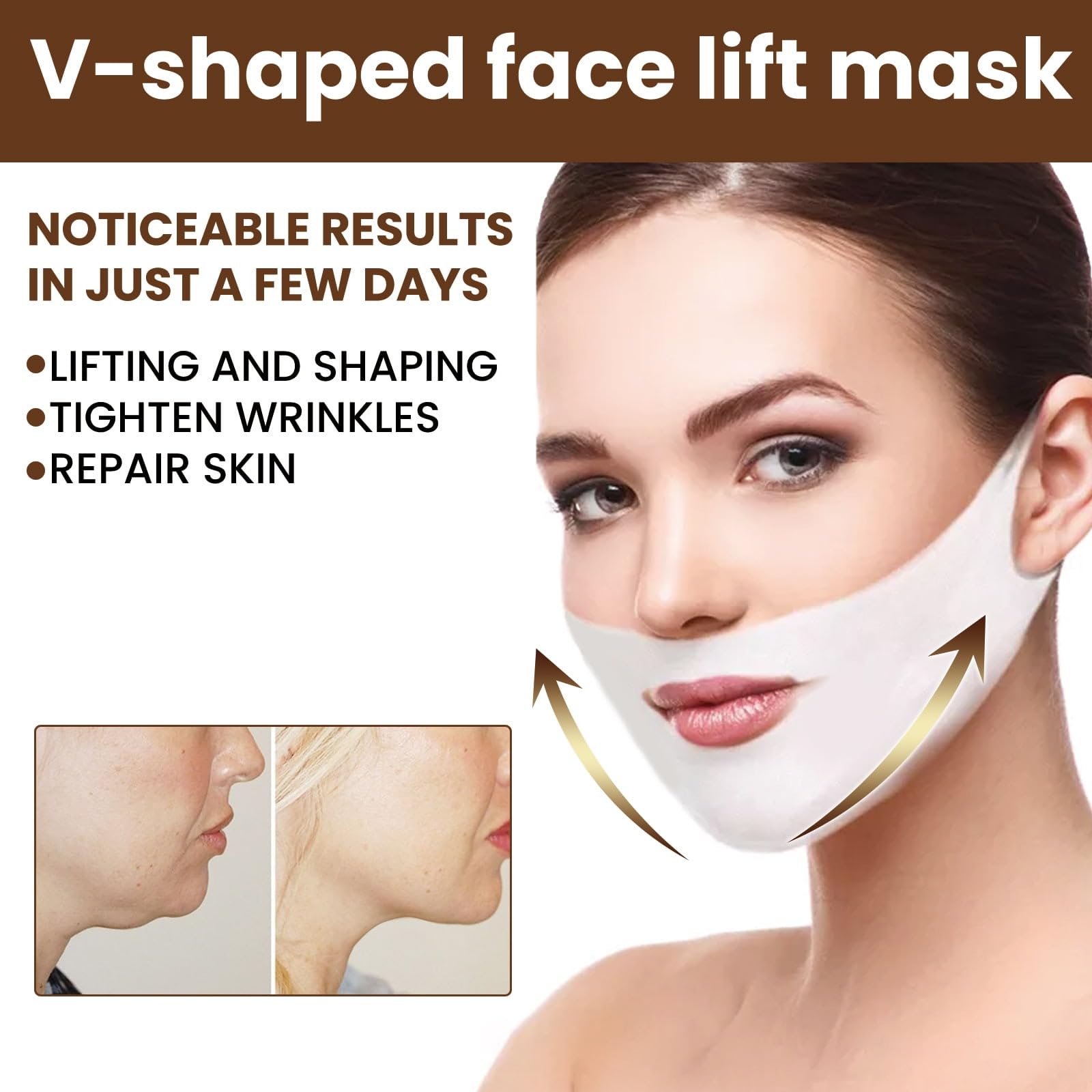 BLINE V-Shaped Slimming Face Mask - Chin Up Patch for Skin Firming, Tightening & Moisturizing | V-Line Lifting & Double Chin Reducer for Women | Pack of 1 | Perfect for Nighttime Skincare & Facial Contouring Routine
