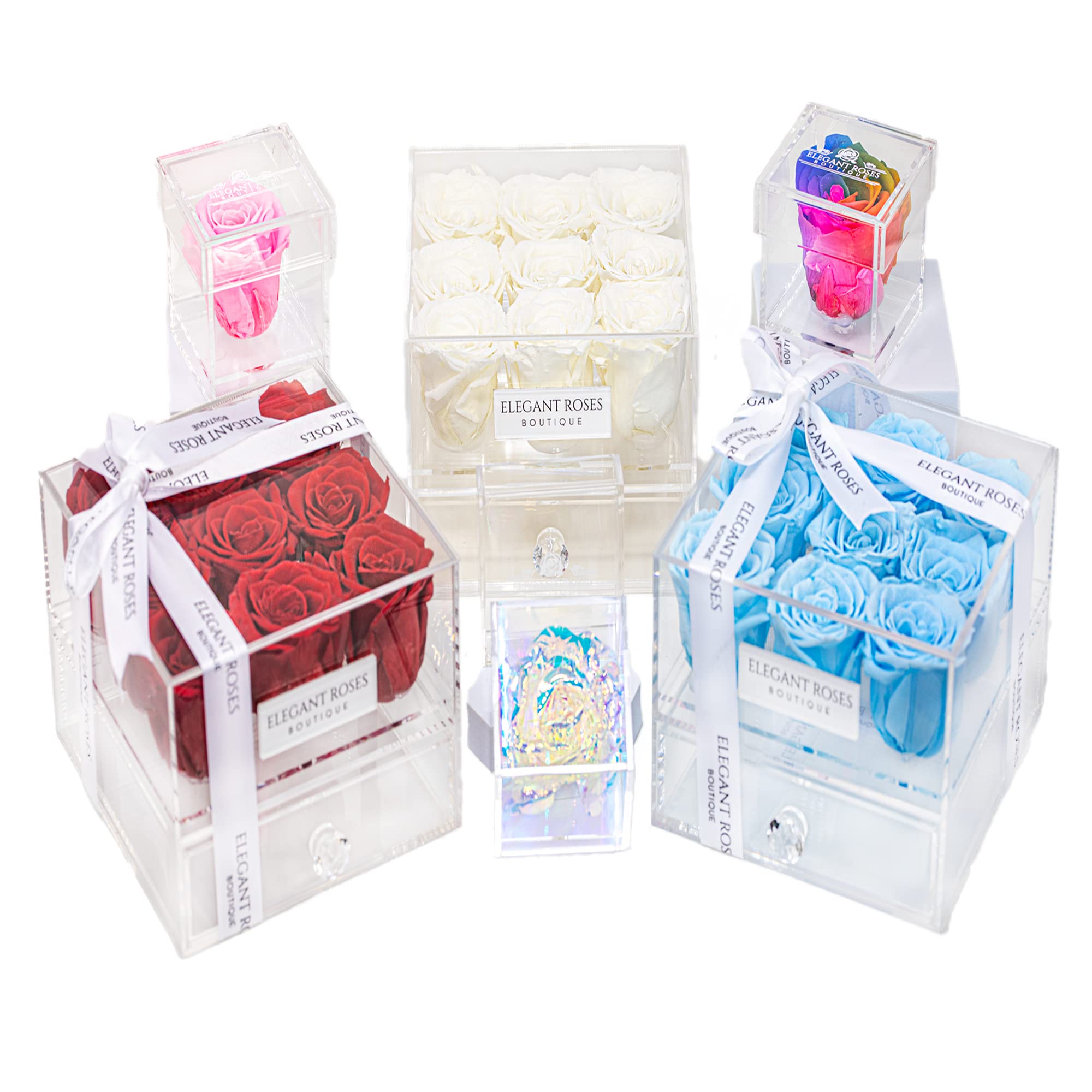 Galaxy Rose - Preserved Real Roses in Acrylic Display Box | Handmade Eternal Flowers That Last 3+ Years | Zero Maintenance Forever Roses | Perfect Anniversary, Valentine's, Birthday Gift for Her | Romantic Home Decor & Wedding Centerpiece