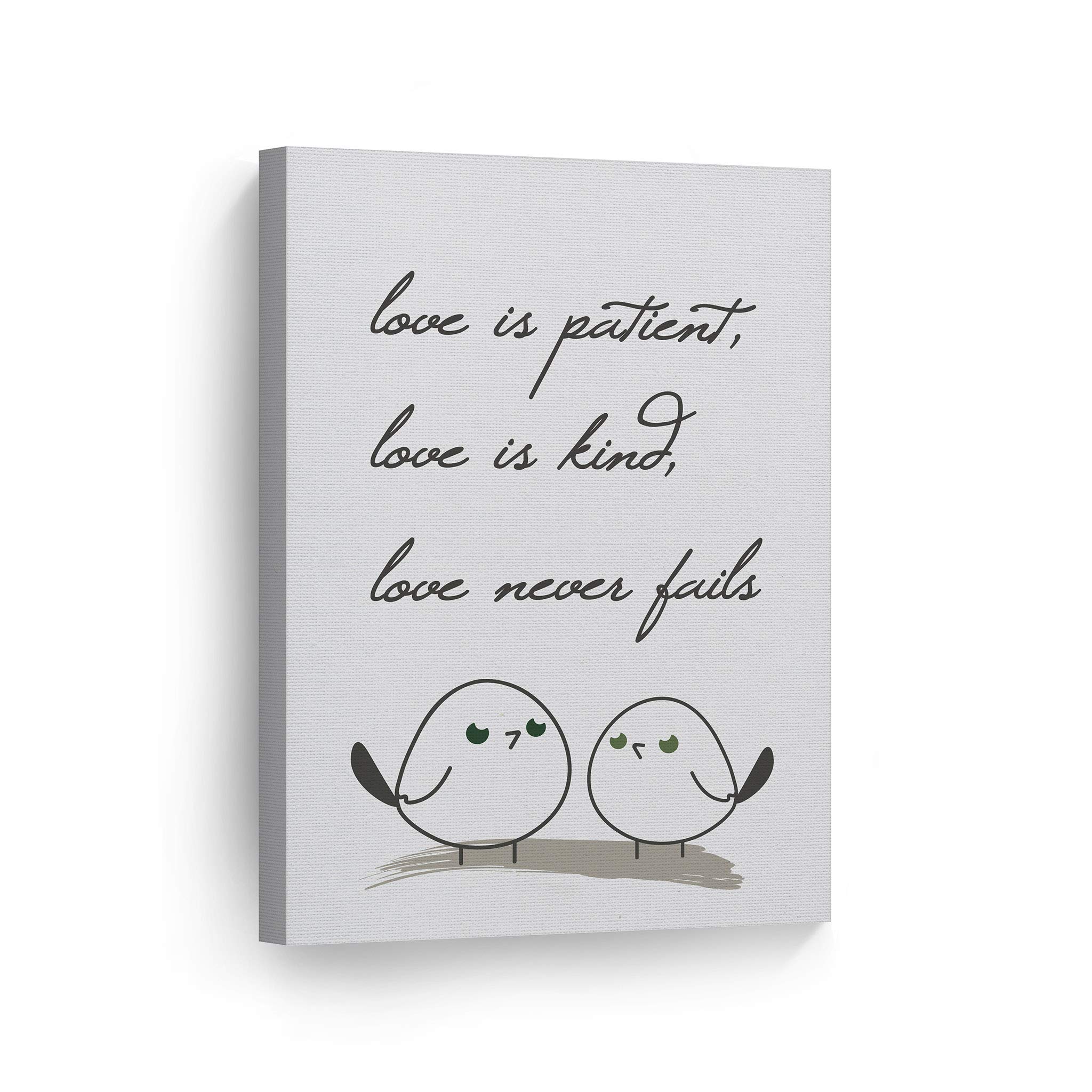 Inspirational 'Love is Patient Love is Kind' Scripture Wall Art Canvas Print - 40x30 Ready to Hang Home Decor for Living Room, Bedroom & Office - Made in USA