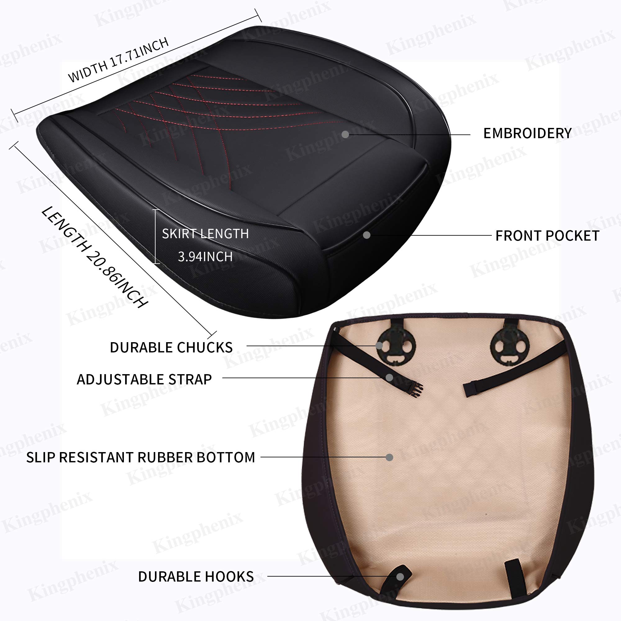 Kingphenix Universal Car Seat Cover - Easy Installation, Fits Most Cars, Vans, Trucks & SUVs - Black & Red Line Design - Perfect for Road Trips, Commuting & Pet Protection