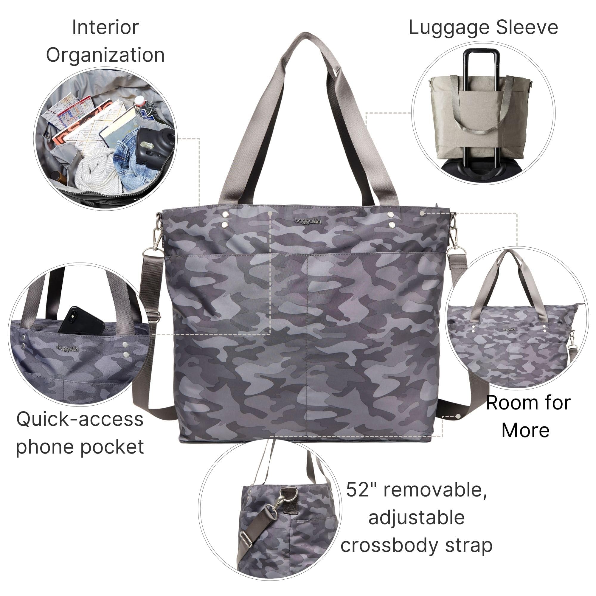 Stylish Large Nylon Tote Bag for Women - Lightweight Travel Weekender with Zipper Top & Luggage Sleeve - Perfect for Beach, Gym, Work and Airplane Personal Item Carry-On