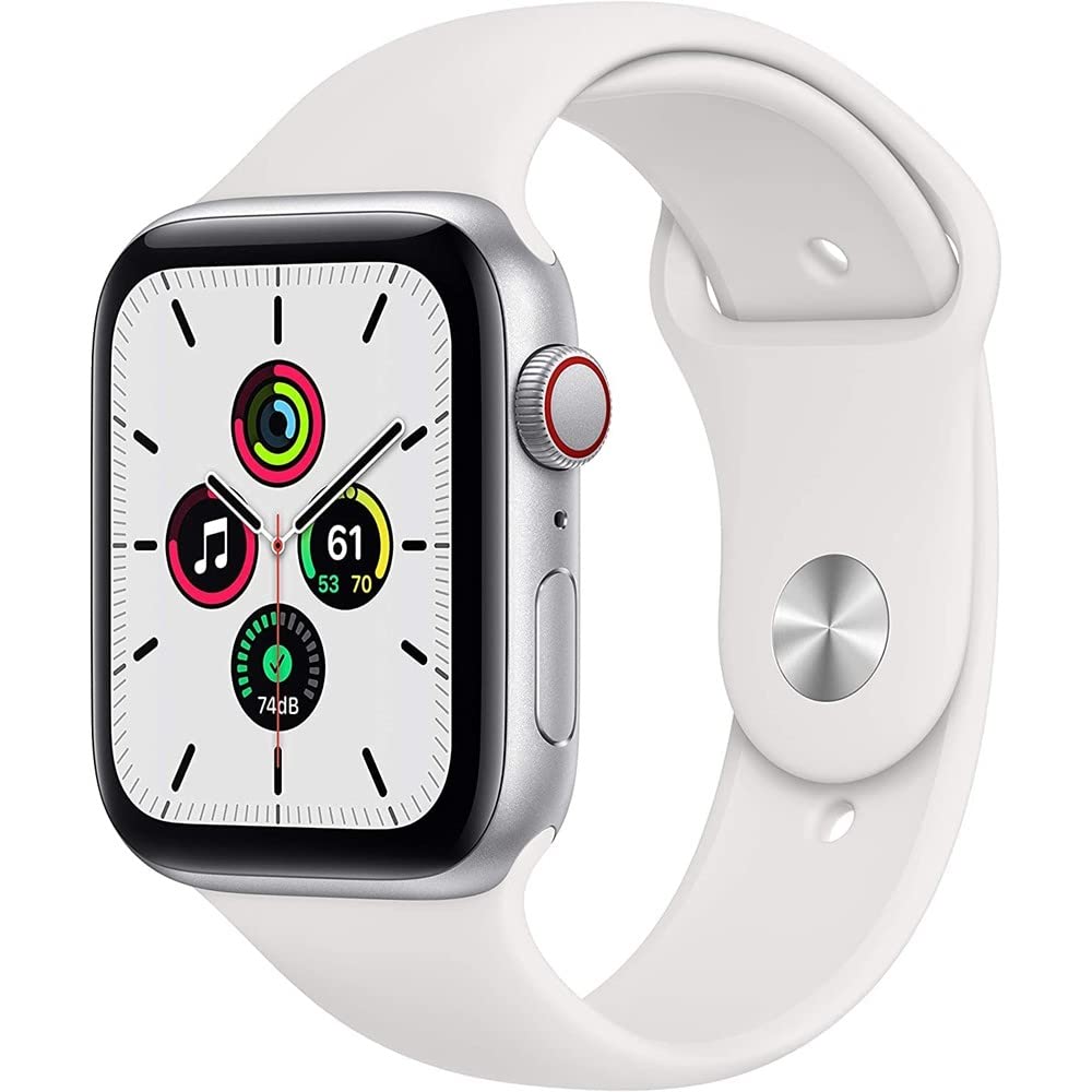 Apple Watch SE (GPS + Cellular, 44mm) - Silver Aluminum Case with White Sport Band (Renewed) | Smartwatch for Fitness Tracking, Calls & Notifications | Perfect for Running, Swimming & Daily Use