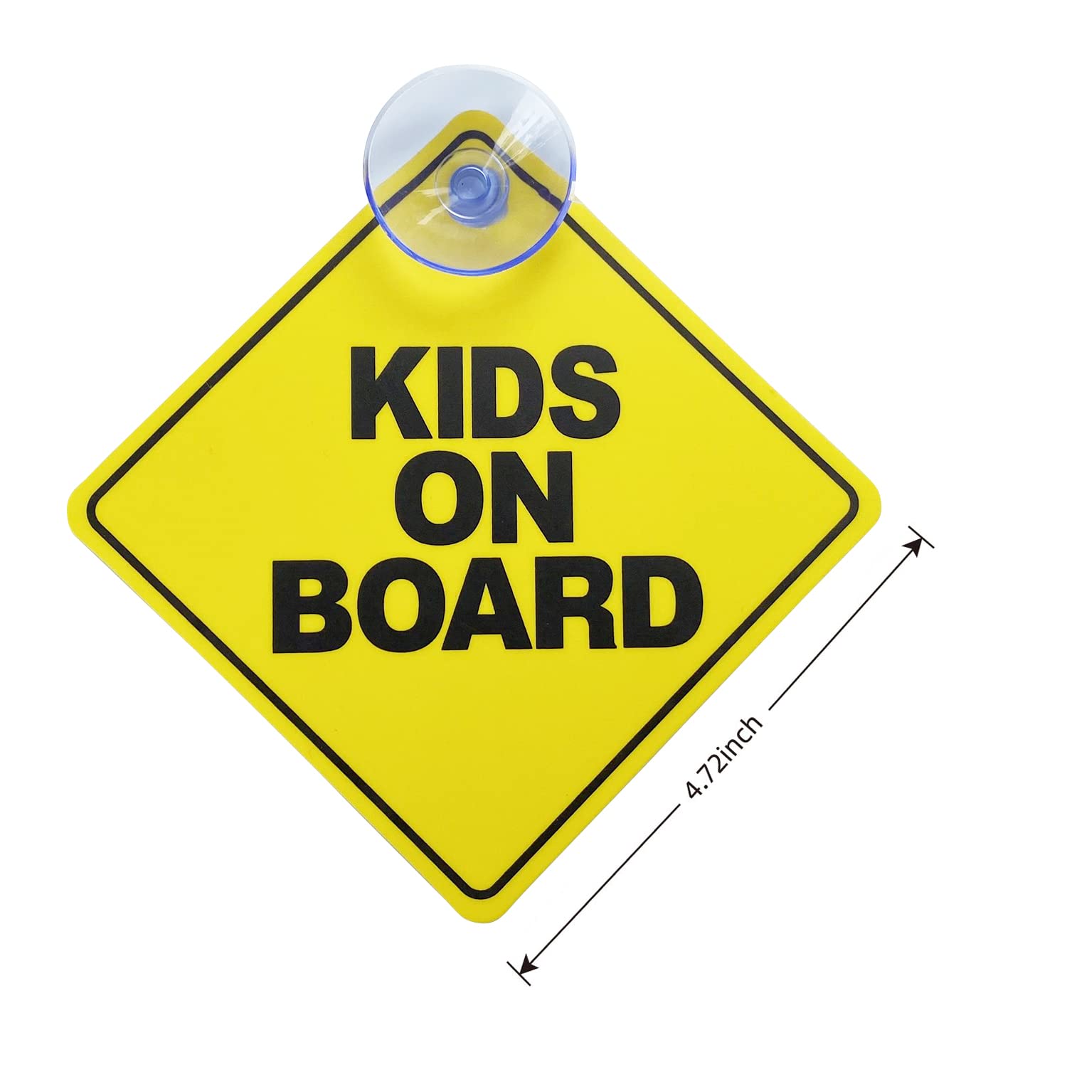 2PCS Kids on Board Car Stickers with Suction Cups - Yellow Safety Decals for Family Vehicles | Perfect for School Drop-offs & Road Trips