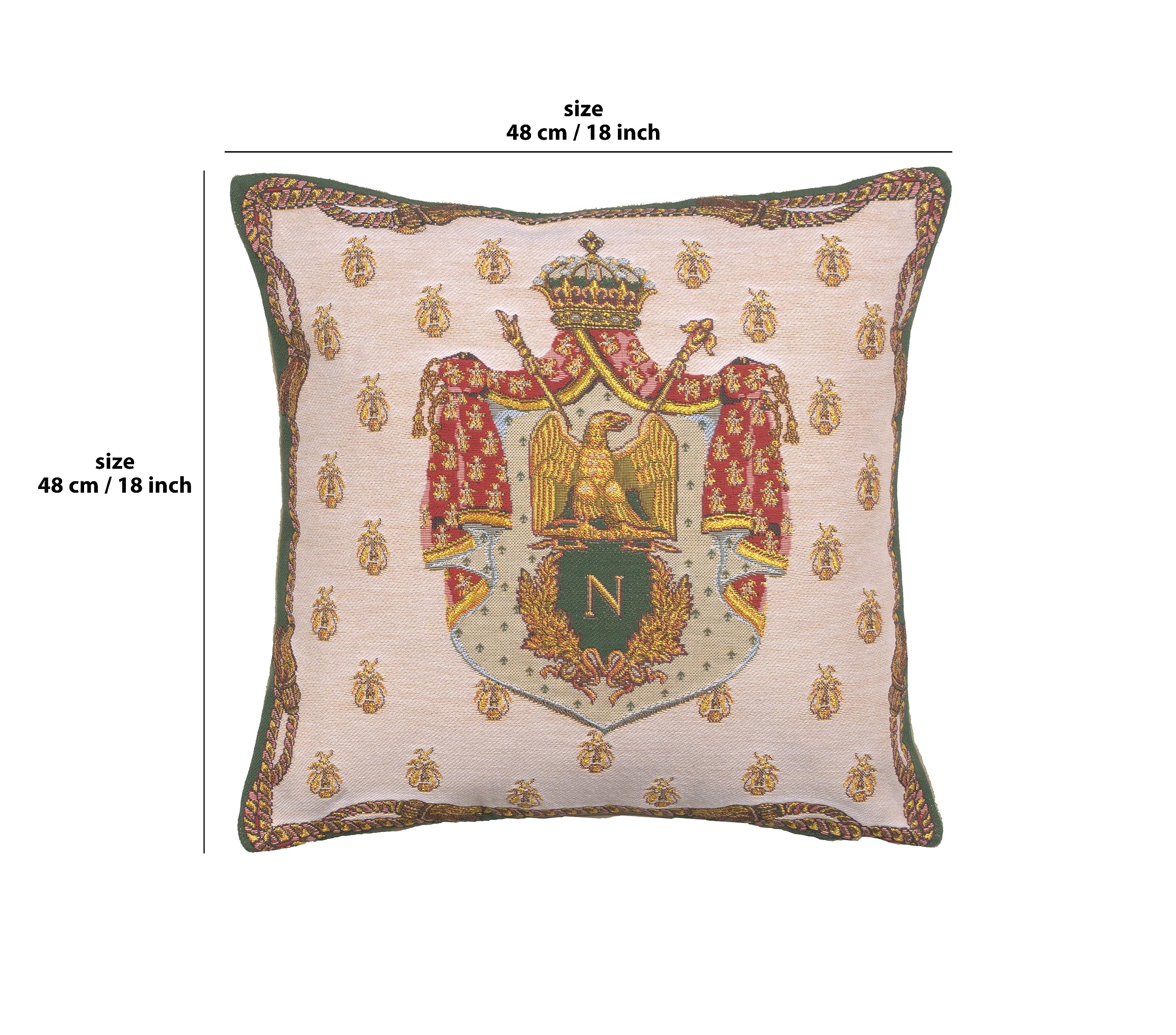 Blason Royal European Cushion Cover - 18x18 Inch Decorative Pillow Case with Premium Cotton Viscose & Polyester Blend for Sofa, Couch, Living Room Decor | Perfect for Home Styling and Interior Design