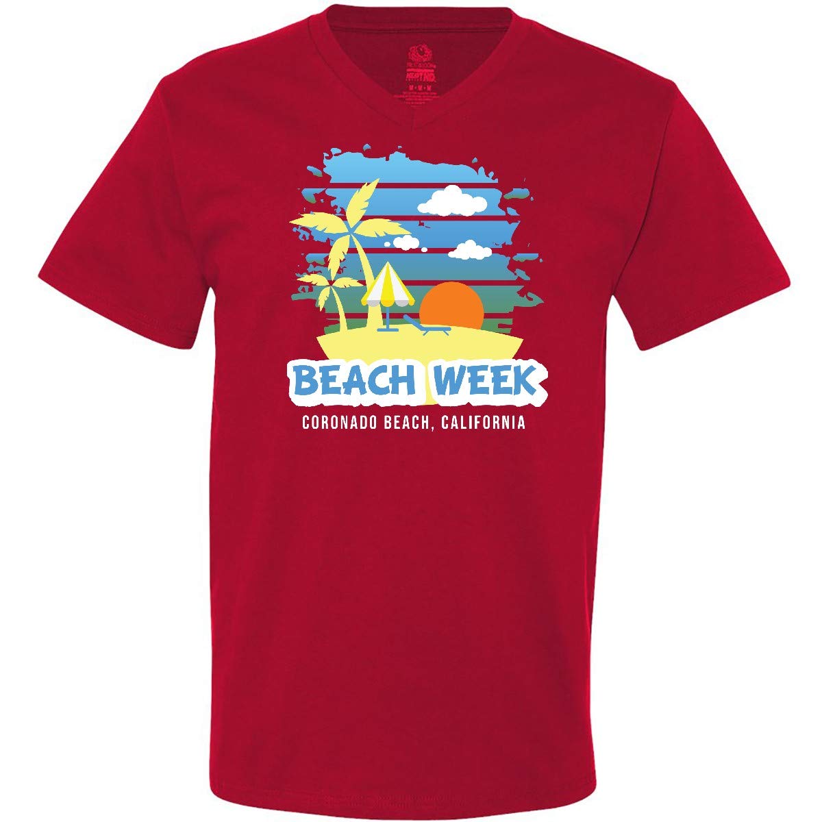 Inktastic Coronado Beach California Palm Tree Men's V-Neck T-Shirt for Summer Vacation & Beach Outings