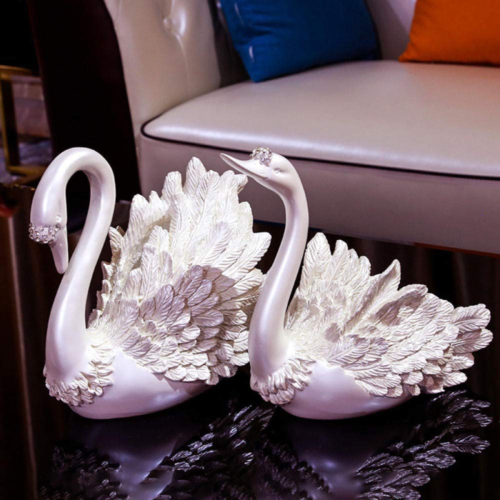 Elegant Resin Swan Sculpture Set - Pearl White Animal Figurines for Home Decor, Living Room Display & Unique Gift Idea | Perfect for Wedding Centerpieces, Garden Ornaments & Housewarming Presents