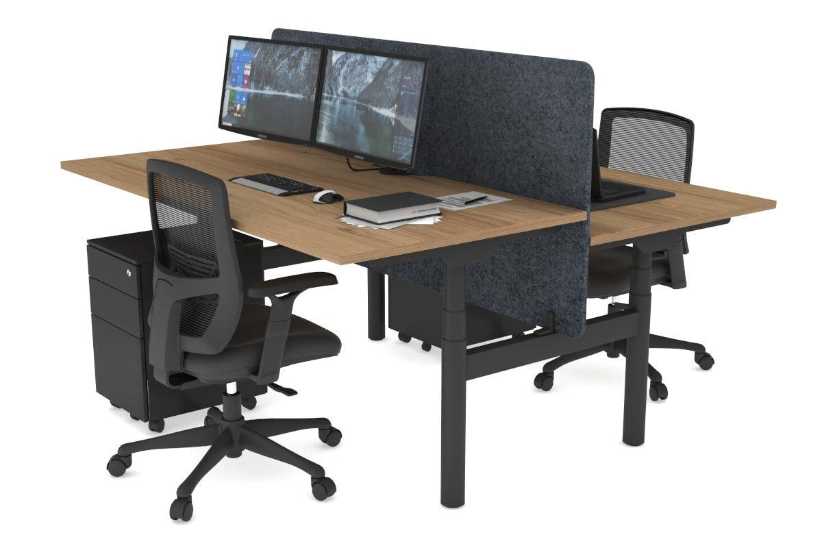 Flexi Premium Height Adjustable 2 Person H Bench Workstation - Black Frame [1600L x 800W with Cable Management] - Ideal for Office, Home Workspace & Collaborative Work Environments