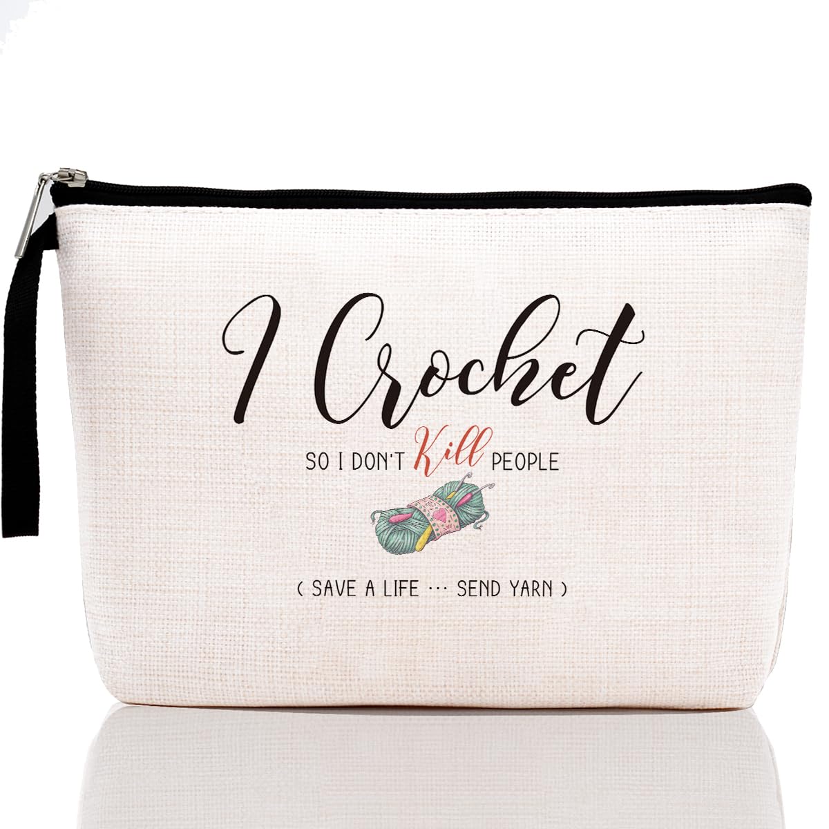 Funny Knitting & Crochet Gifts - Humorous Novelty Present for Christmas & Birthday - Crochet Makeup Bag for Yarn Lovers - Perfect for Knitting Accessories Storage & Craft Organization