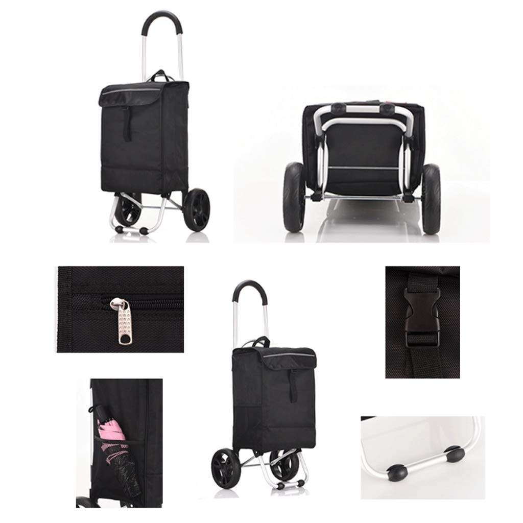 Foldable Collapsible Wagon Cart with Wheels - Portable Shopping Trolley & Grocery Cart with Oxford Fabric - Ideal for Grocery Shopping, Beach Trips, Picnics, and Outdoor Events (Brown)