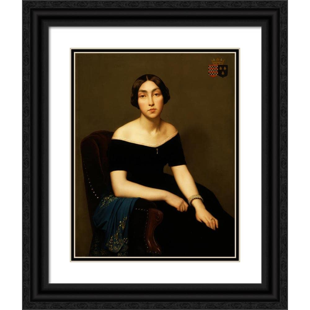 ArtDirect Jean-Hippolyte Flandrin 20x24 Black Ornate Framed Museum Art Print - Madame Louis Antoine De Cambourg (1846) | Classic Home Decor, Office Wall Art, Gift for Art Lovers