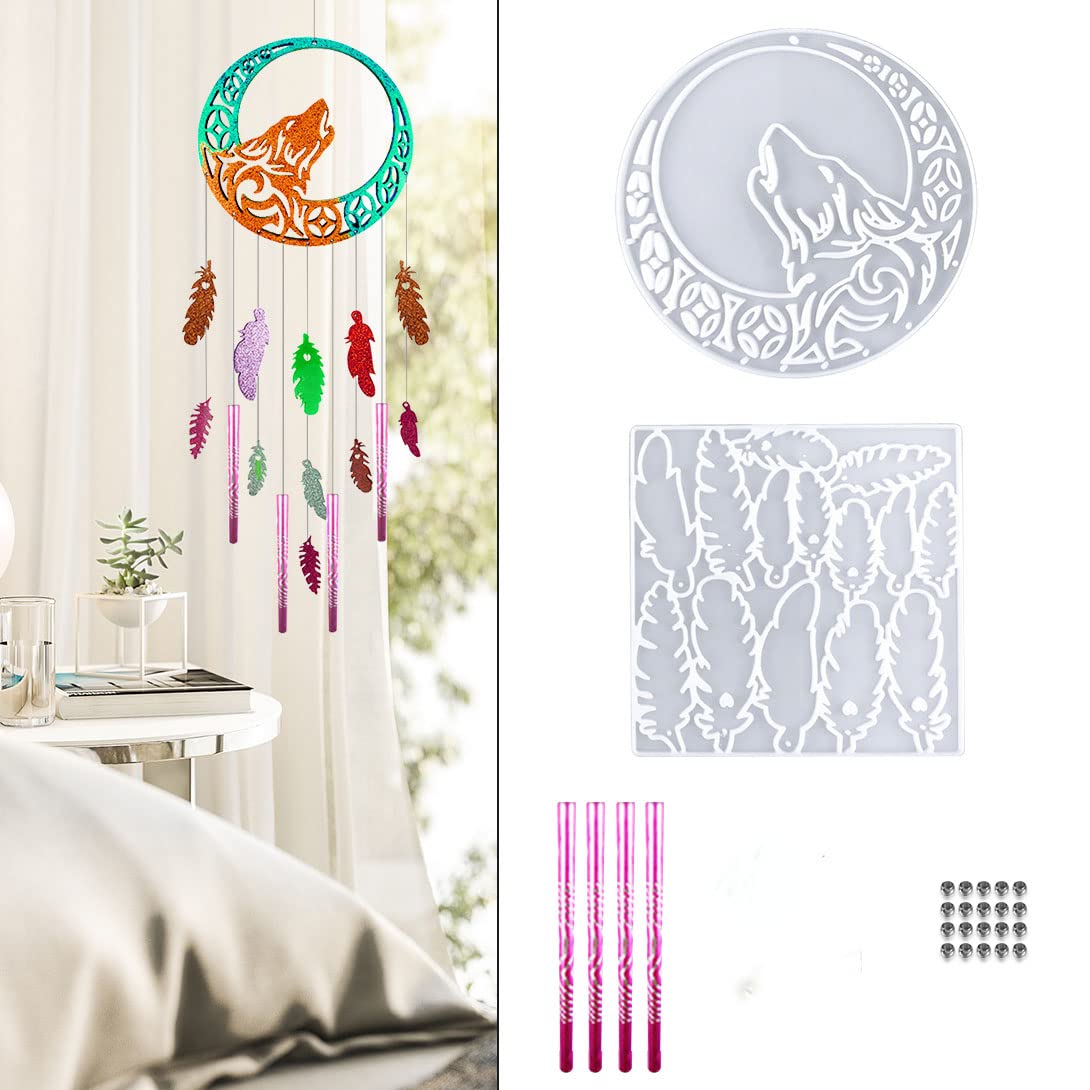 Koonafy 26Pcs Resin Molds Kit - DIY Silicone Molds for Wind Chimes, Keychains, Jewelry & Wall Hangings - Creative Art & Craft Supplies for Home Decor, Gifts & DIY Projects