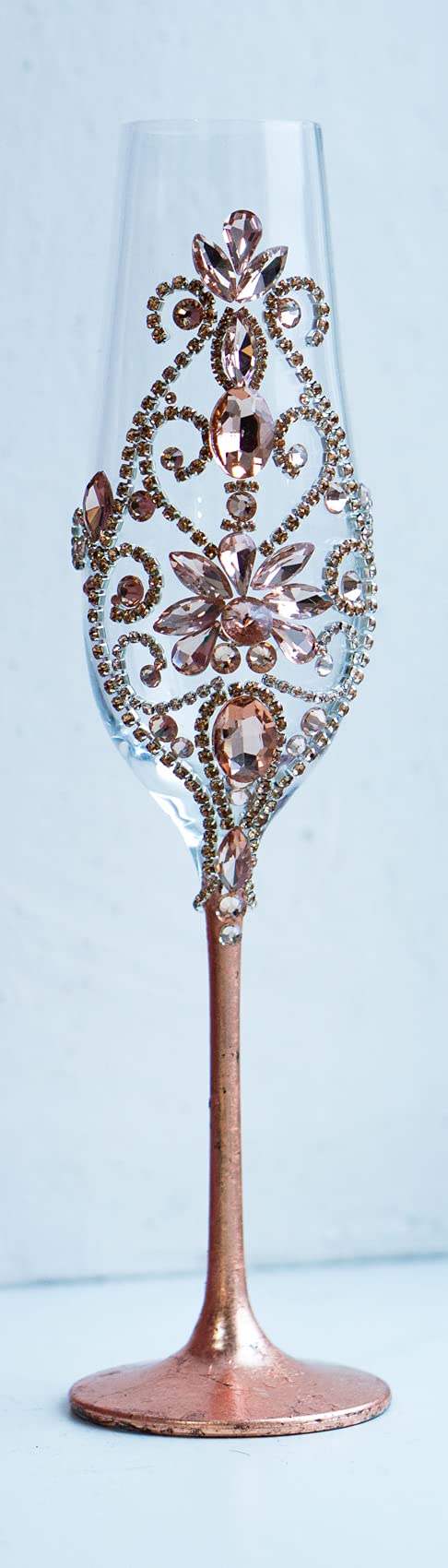 Elegant Rose Gold Champagne Flutes for Wedding Toasting - Personalized Wedding Glassware - Perfect for Anniversaries, Bridal Showers & Romantic Celebrations