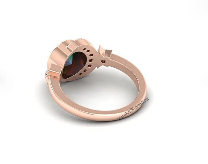 Opal Moon Star Ring - 925 Sterling Silver Crescent Moon Phase Ring for Women | Rose Gold & CZ Diamond Engagement Ring | Art Deco Anniversary Gift Jewelry for Her | Perfect for Weddings, Proposals & Special Occasions