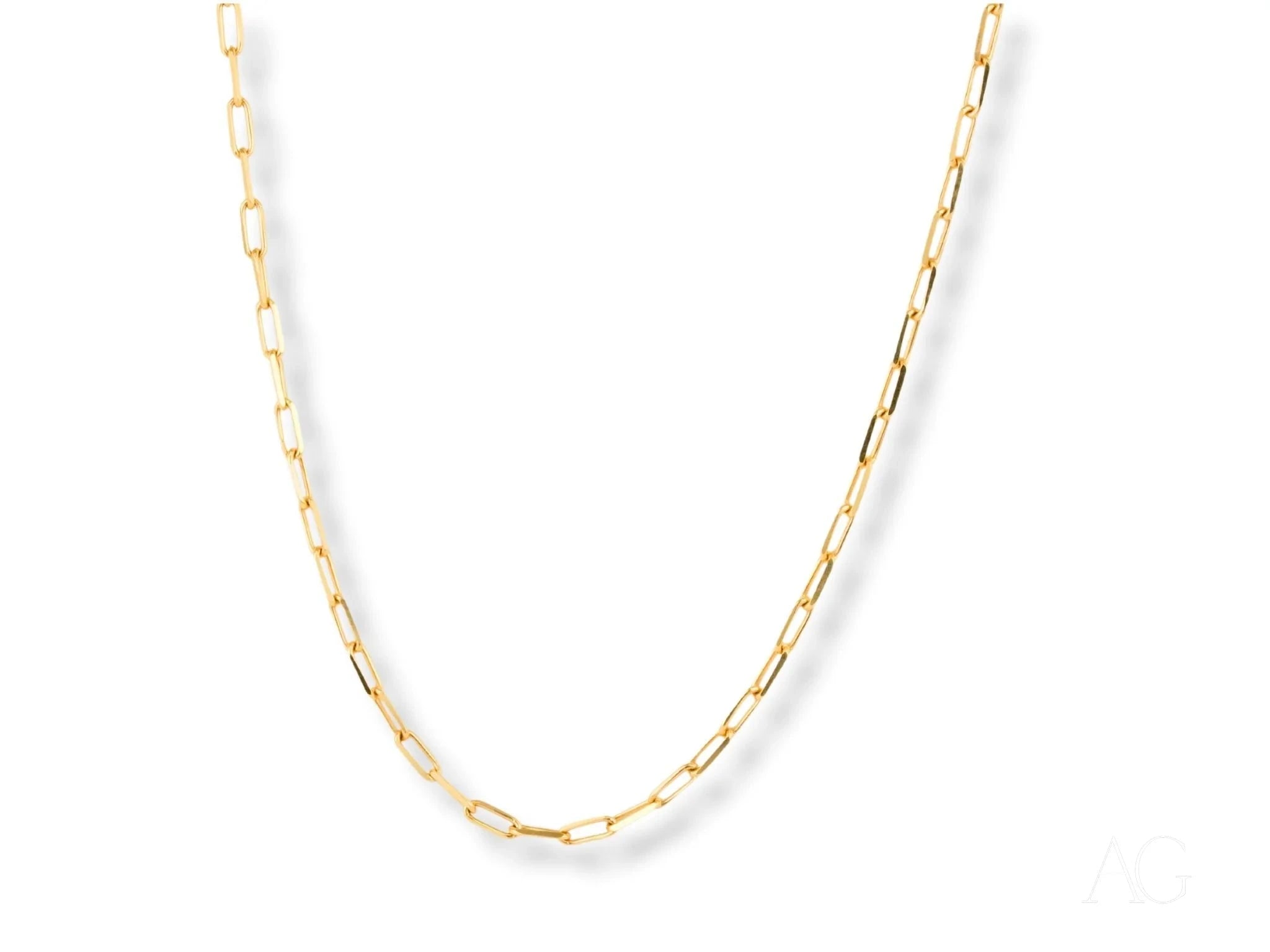 18K Yellow Gold Paperclip Link Chain Necklace for Women - Elegant & Modern Jewelry Gift for Her - Perfect for Everyday Wear, Parties & Special Occasions