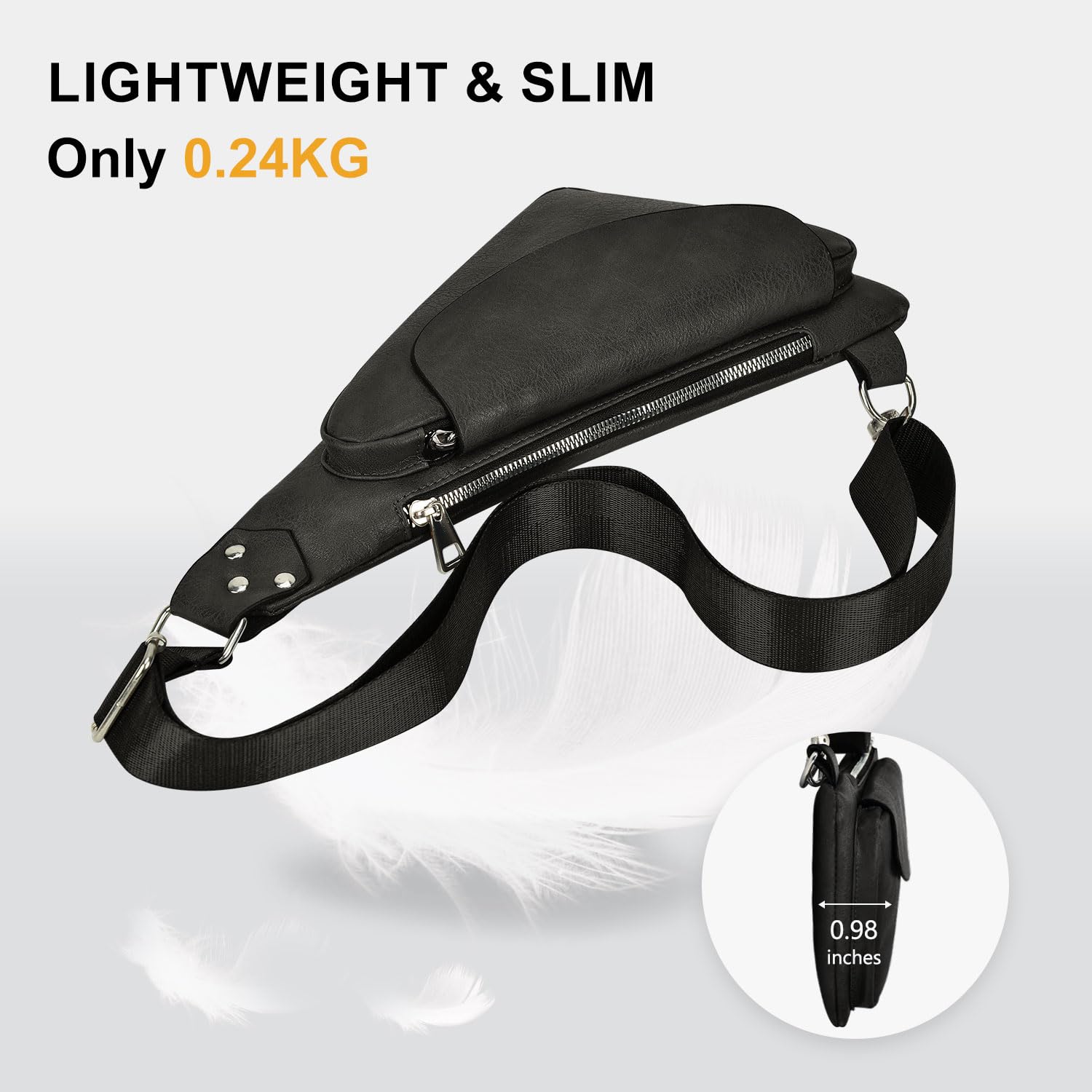 Premium Men's Leather Crossbody Sling Bag - Anti-Theft Lightweight Shoulder Bag for Business, Travel & Outdoor Activities | Perfect for Work Commute, Hiking, Camping & Daily Use