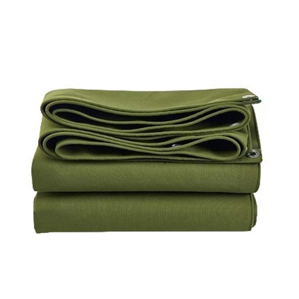 GUOYANHOME Heavy Duty Waterproof Tarpaulin - 10oz Reinforced Canvas Cover for All Seasons - Perfect for Camping Tents, Boat Covers, Car Protection & Pool Covers - UV Resistant & Tear Proof - Green (2.85x2.85M/9.35x9.35ft) - Ideal for Outdoor Adventures, Construction Sites & Emergency Shelters