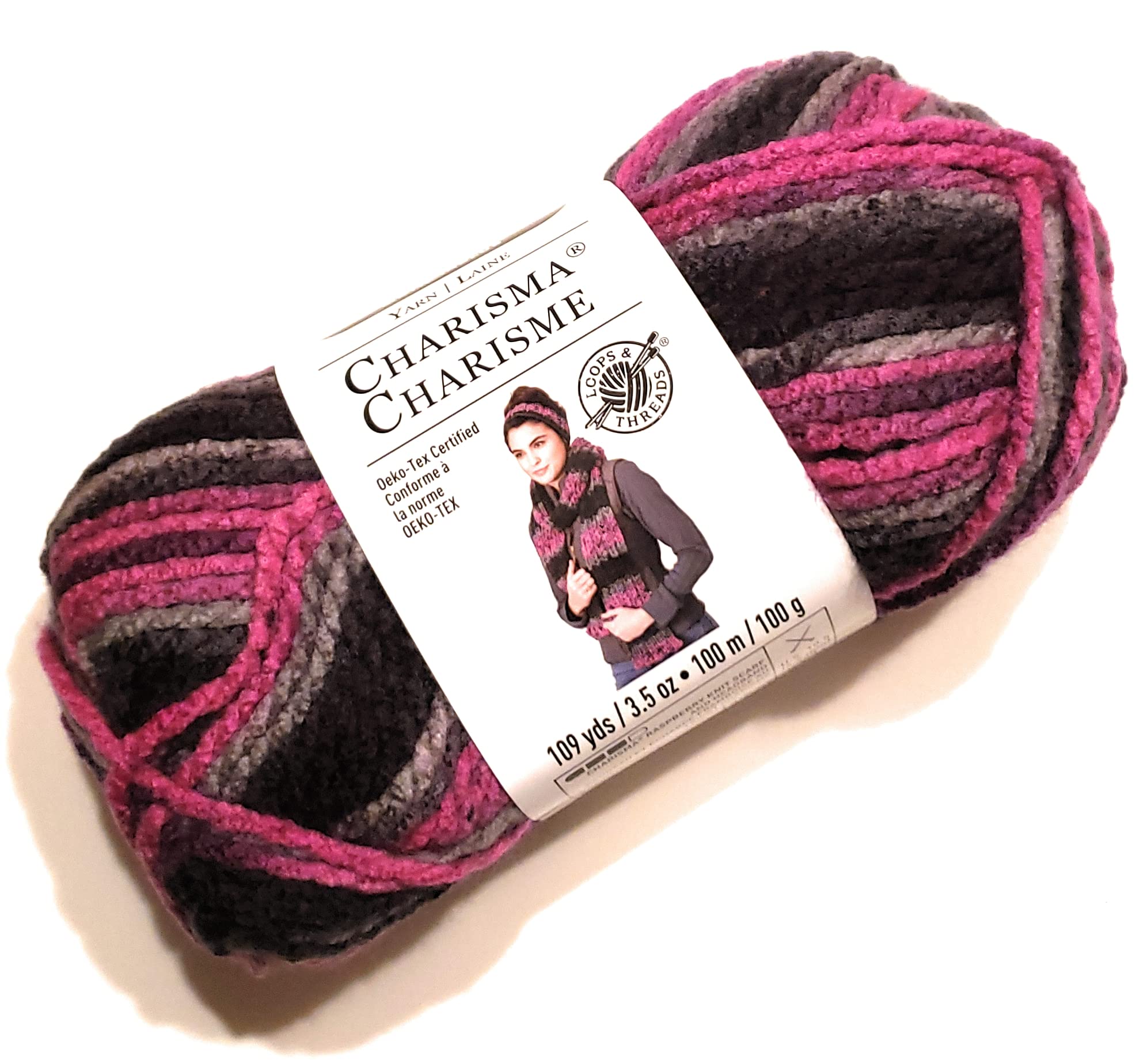 Loops & Threads Charisma Yarn - 1 Ball (3.5oz) Black Raspberry for Knitting & Crocheting - Perfect for Scarves, Hats & DIY Crafts