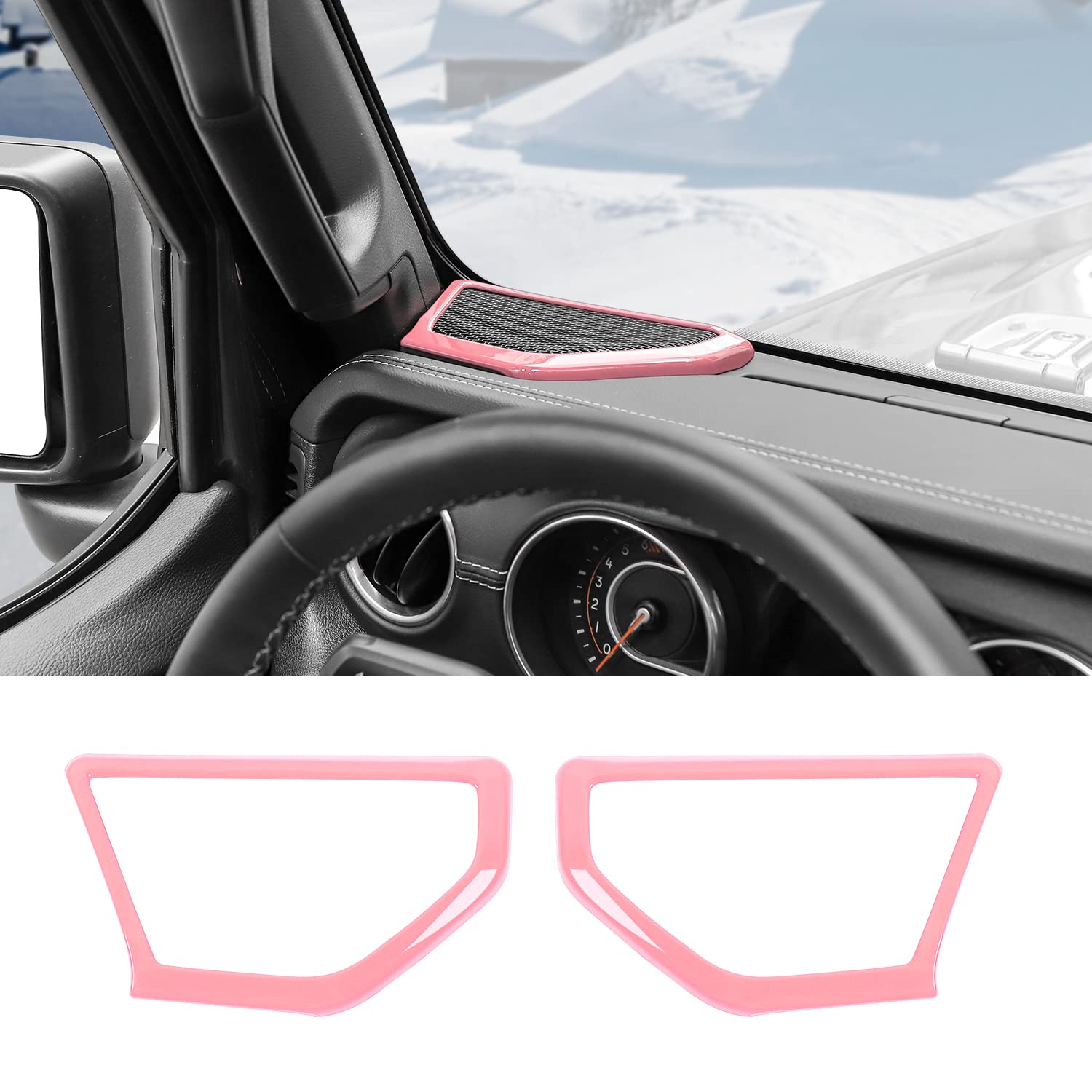 RT-TCZ A Pillar Speaker Trim Cover Ring - Interior Accessories for Jeep Wrangler JL JLU & Gladiator JT 2018-2022 - Pink Car Decor Upgrade for Enhanced Style & Sound Protection - Perfect for Off-Roading & Daily Driving