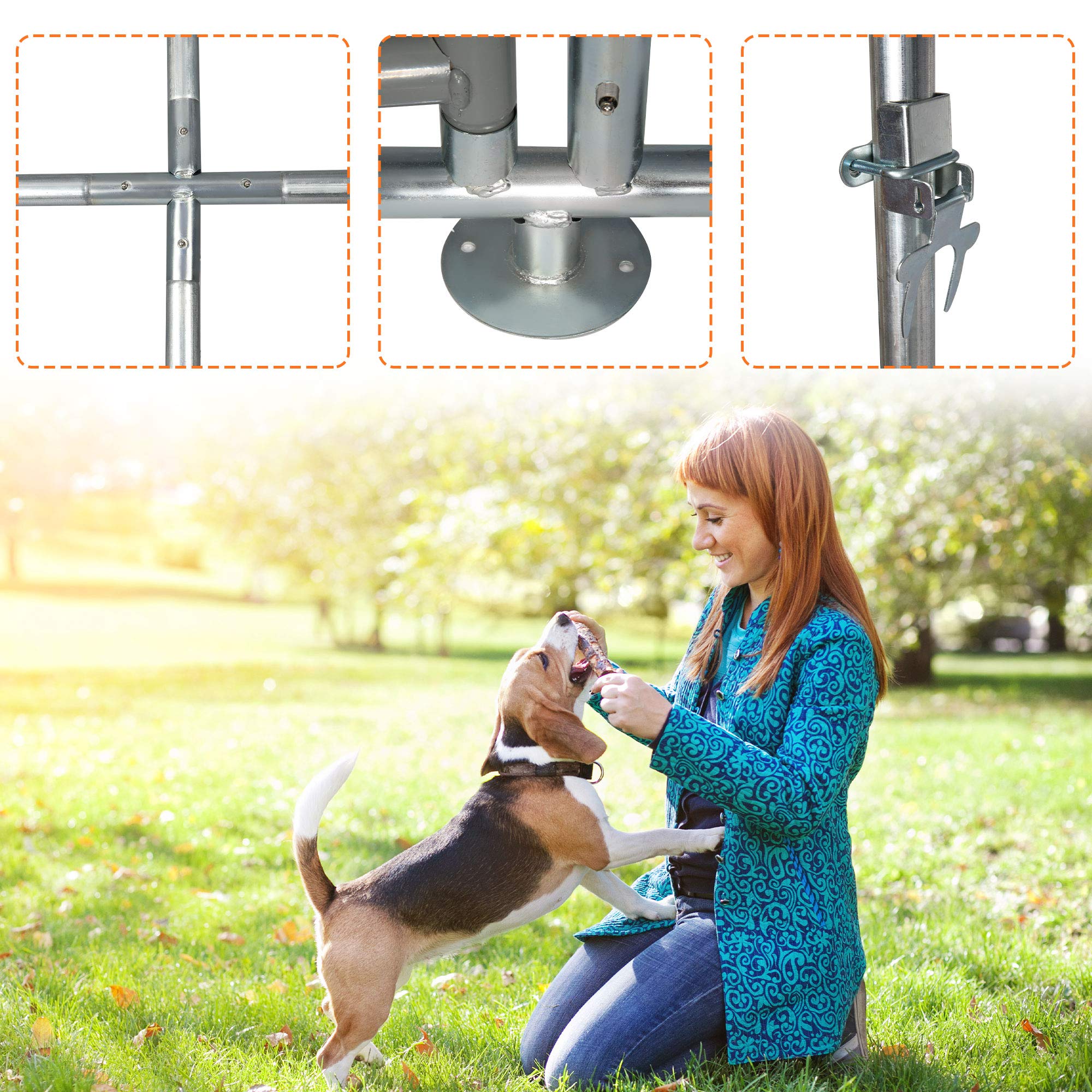 Heavy Duty Galvanized Steel Outdoor Dog Kennel - 6.5x6.5x4 ft Large Dog Playpen with Secure Lock | Durable Puppy Exercise Pen & Run Cage for Medium to Large Dogs | Perfect for Backyard, Camping & Pet Training