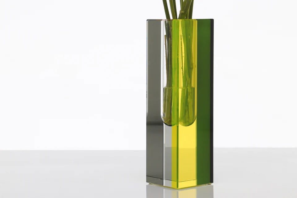 Alexandra Von Furstenberg Limited Edition Eclipse Vase in Yellow - Modern Home Decor for Living Room, Dining Table & Luxury Gift Ideas