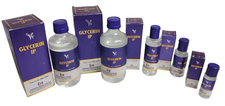 INDIAN DRUG HOUSE Glycerin IP Liquid USP Grade - 25g (Pack of 4) | Skin Moisturizer, Hair Conditioner & DIY Beauty Recipes | Pharmaceutical & Cosmetic Use