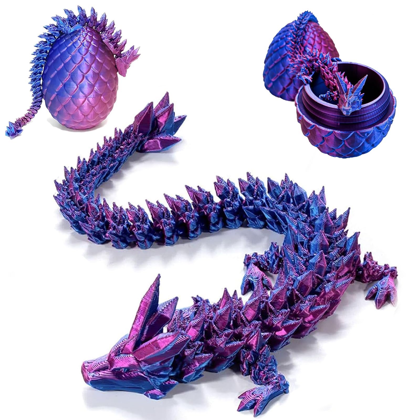 3D Printed Dragon Surprise Egg - Easter Basket Stuffers & Home Decor Gifts for Boys, Kids | Unique Dragon Fidget Desk Toy for Stress Relief & Play (Purple) - Perfect for Easter Celebrations, Party Favors, and Office Decor