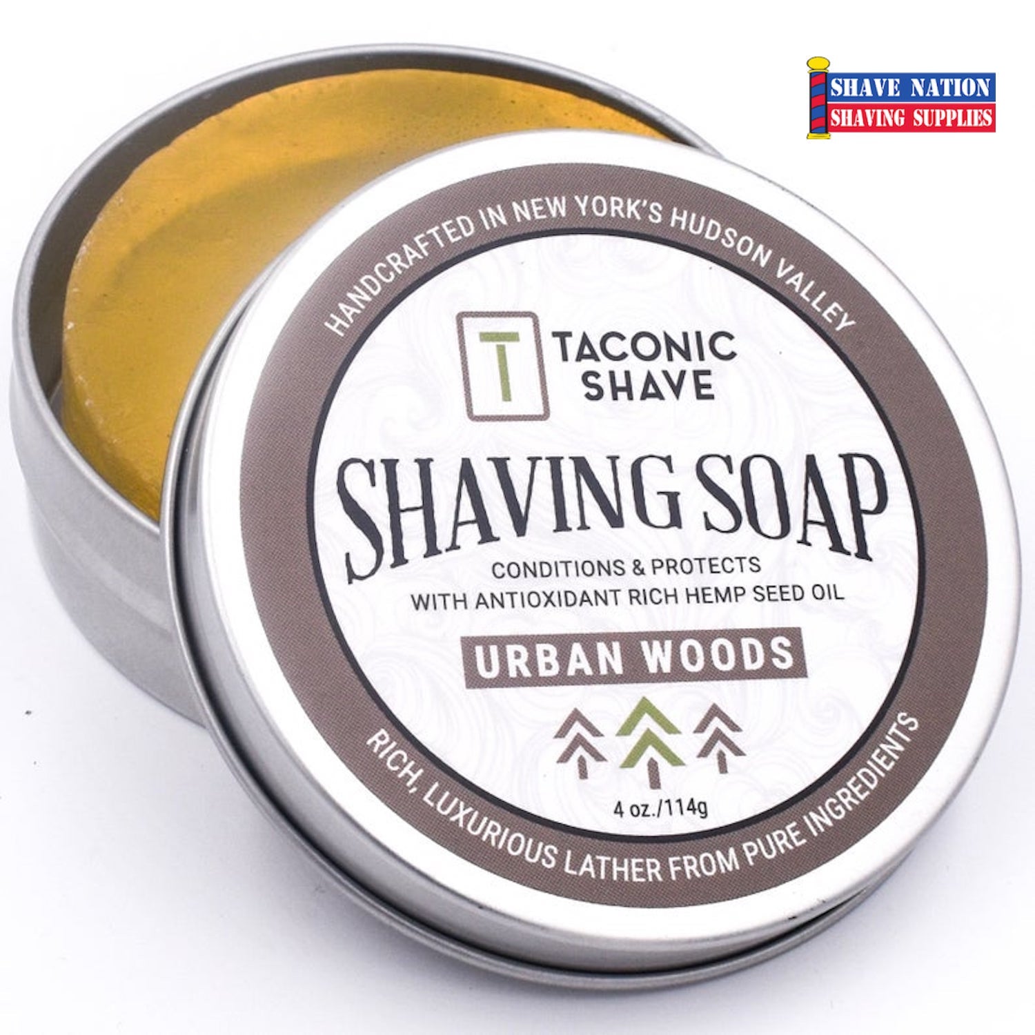 Taconic Urban Woods Shaving Soap in Tin - Natural & Refreshing for Men's Grooming - Perfect for Daily Shaving Routine & Travel