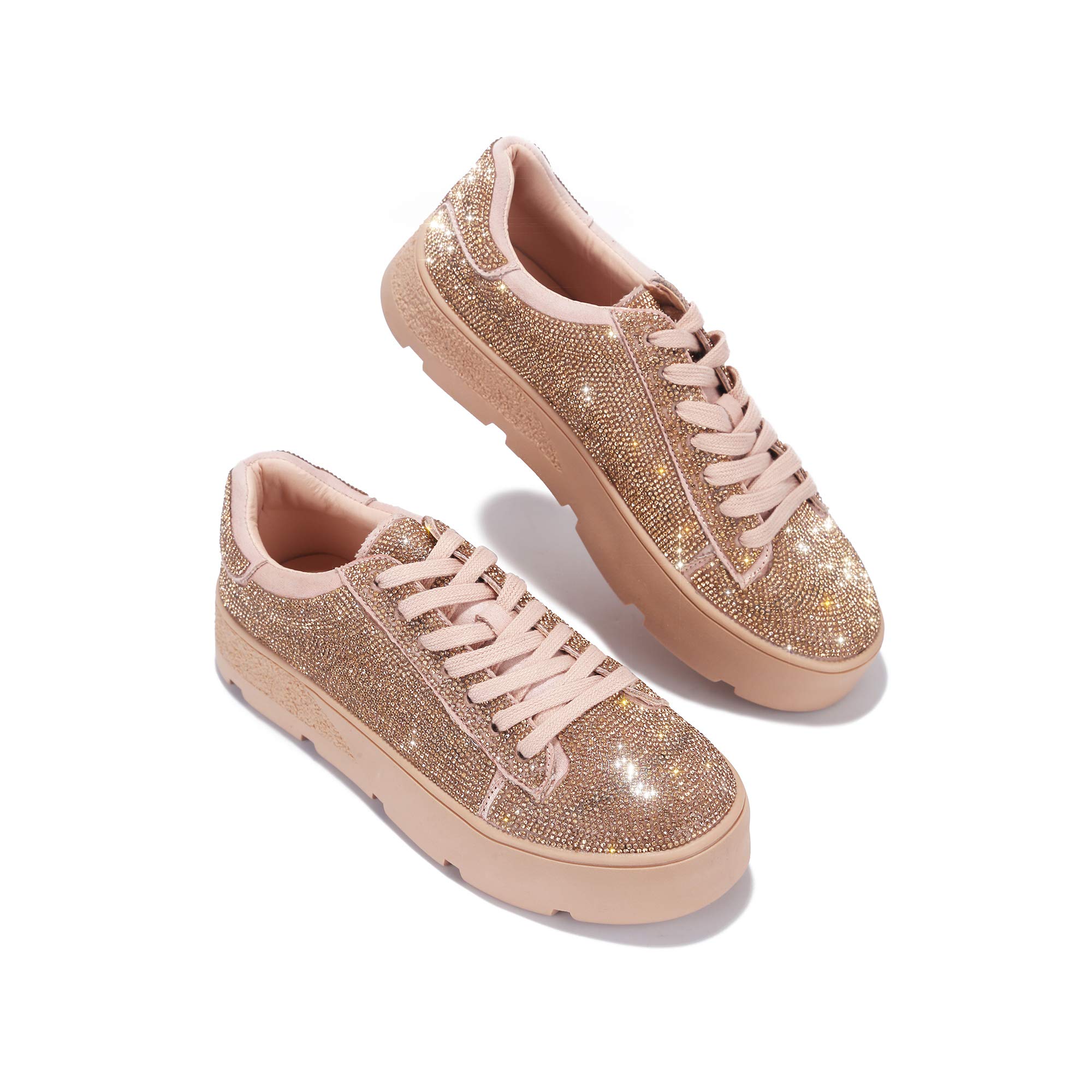 Cape Robbin Women's Euro Platform Sneakers - Fashion Flatform Shoes with Faux Rhinestones | Casual Wear, Street Style, Party Outfits