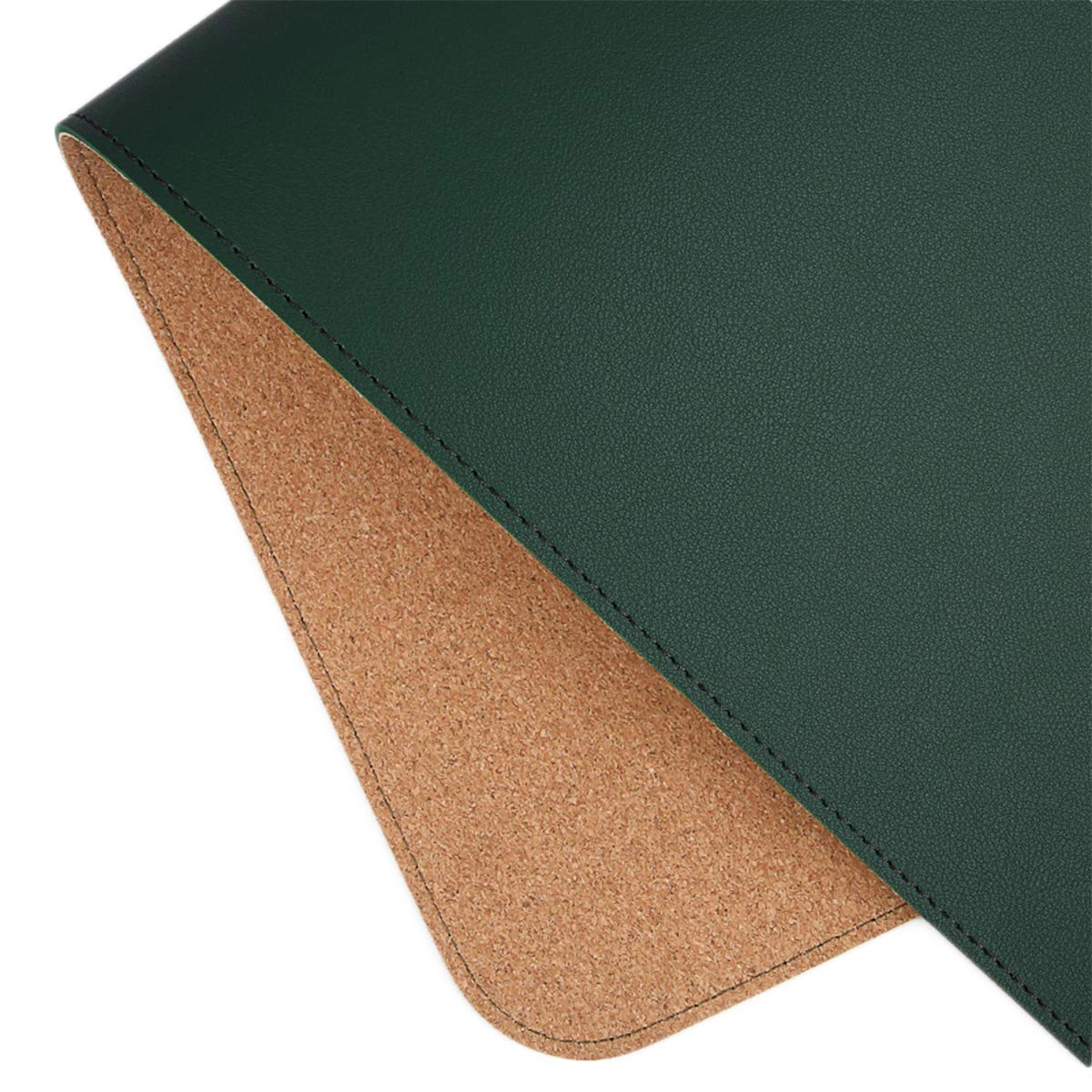 Eco-Friendly Cork & Leather Desk Mat - Waterproof Office Pad for Work & Gaming (Green, 35x18Inch)