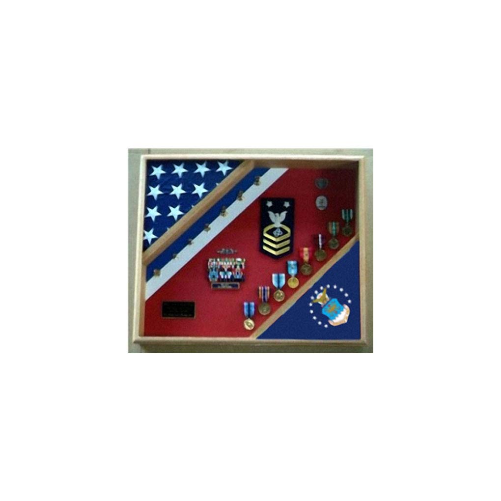 USAF Retirement Gift - Air Force Flag Shadow Box Display in Oak, Walnut, or Cherry Wood - Perfect for Veterans, Military Home Decor & Office Display