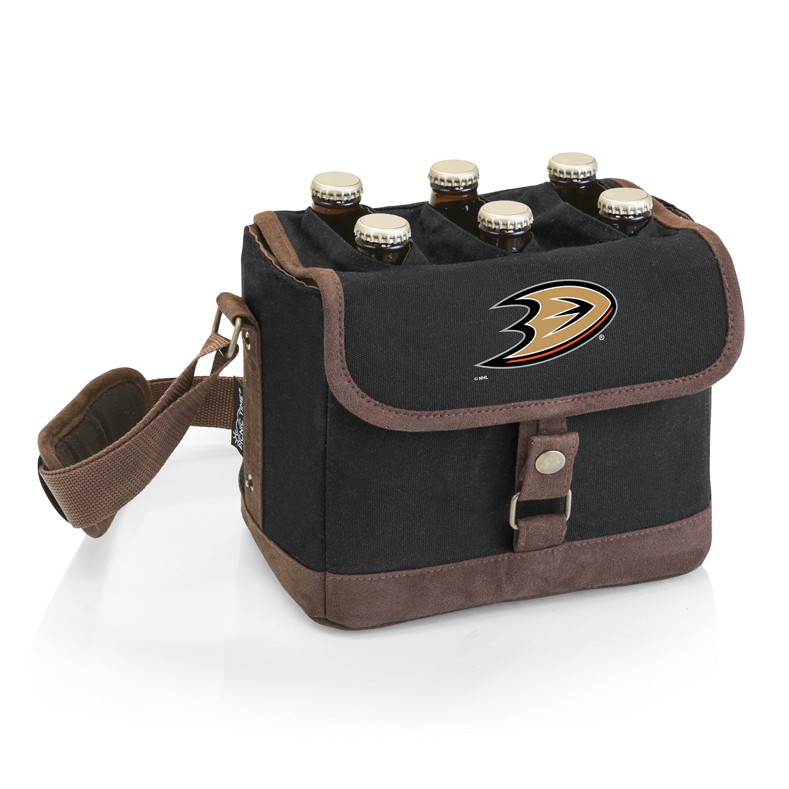 PICNIC TIME NHL Anaheim Ducks Insulated Beer Caddy Cooler Tote with Bottle Opener - Portable 6-Pack Beverage Carrier for Tailgating, Camping & Beach Parties
