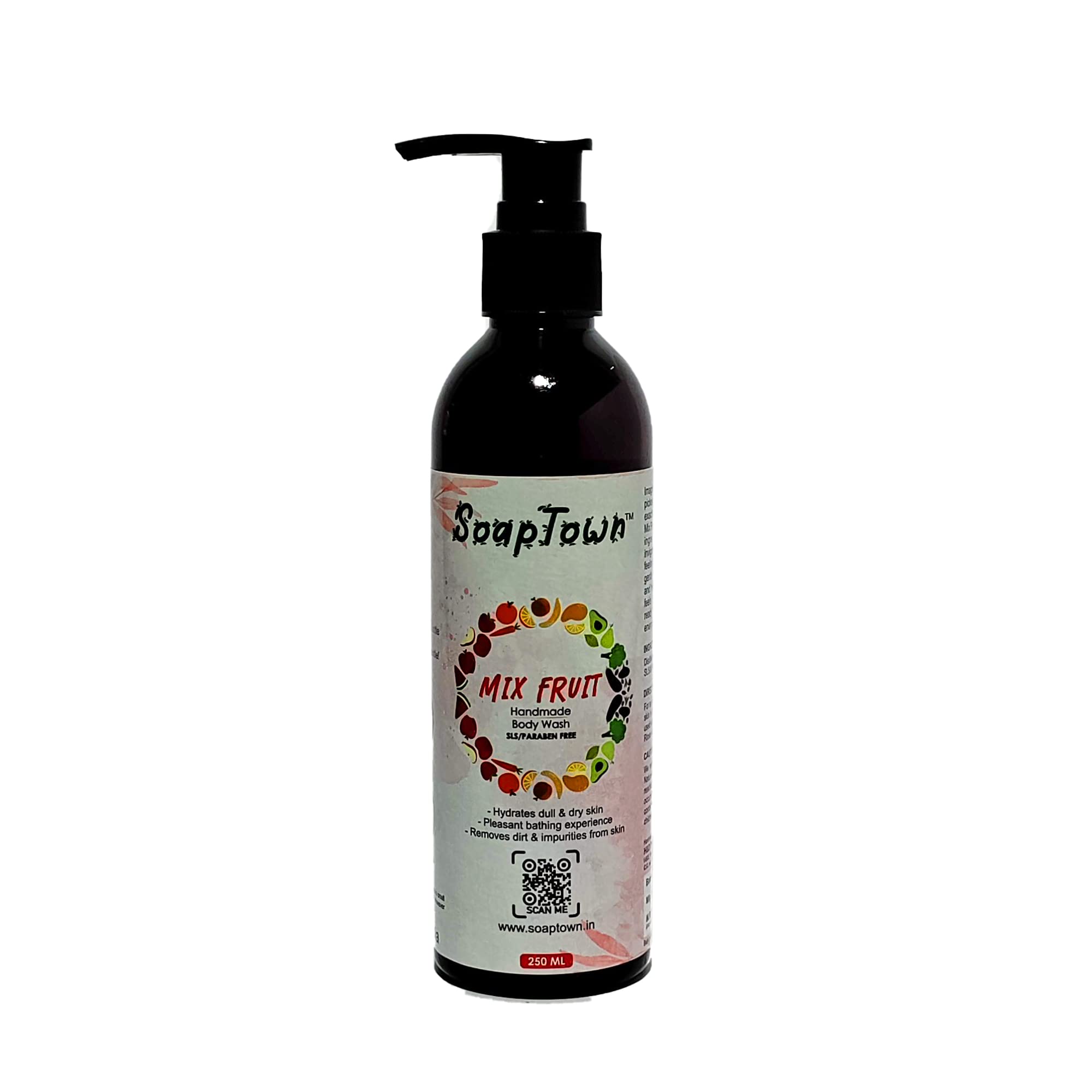 SoapTown Handmade Mixed Fruit Body Wash - SLS & Paraben Free, Refreshing Shower Gel for Men & Women - Moisturizing for Softer & Smoother Skin - 8.5 fl oz - Perfect for Daily Shower & Spa Relaxation
