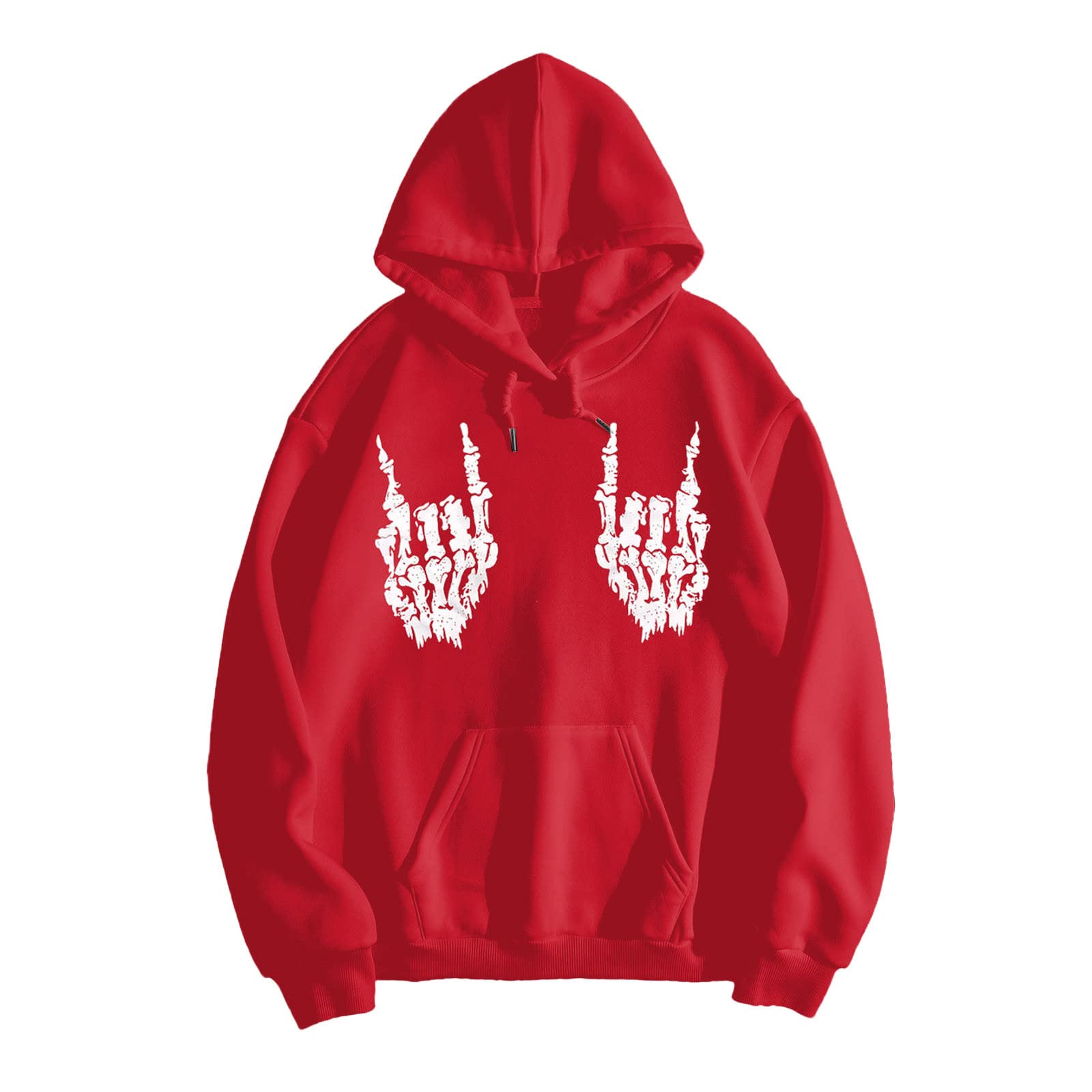 Gothic Skeleton Print Long Sleeve Hoodie for Women - Casual Pullover Top with Hood - Perfect for Halloween, New Year's Eve & Alternative Fashion Outfits