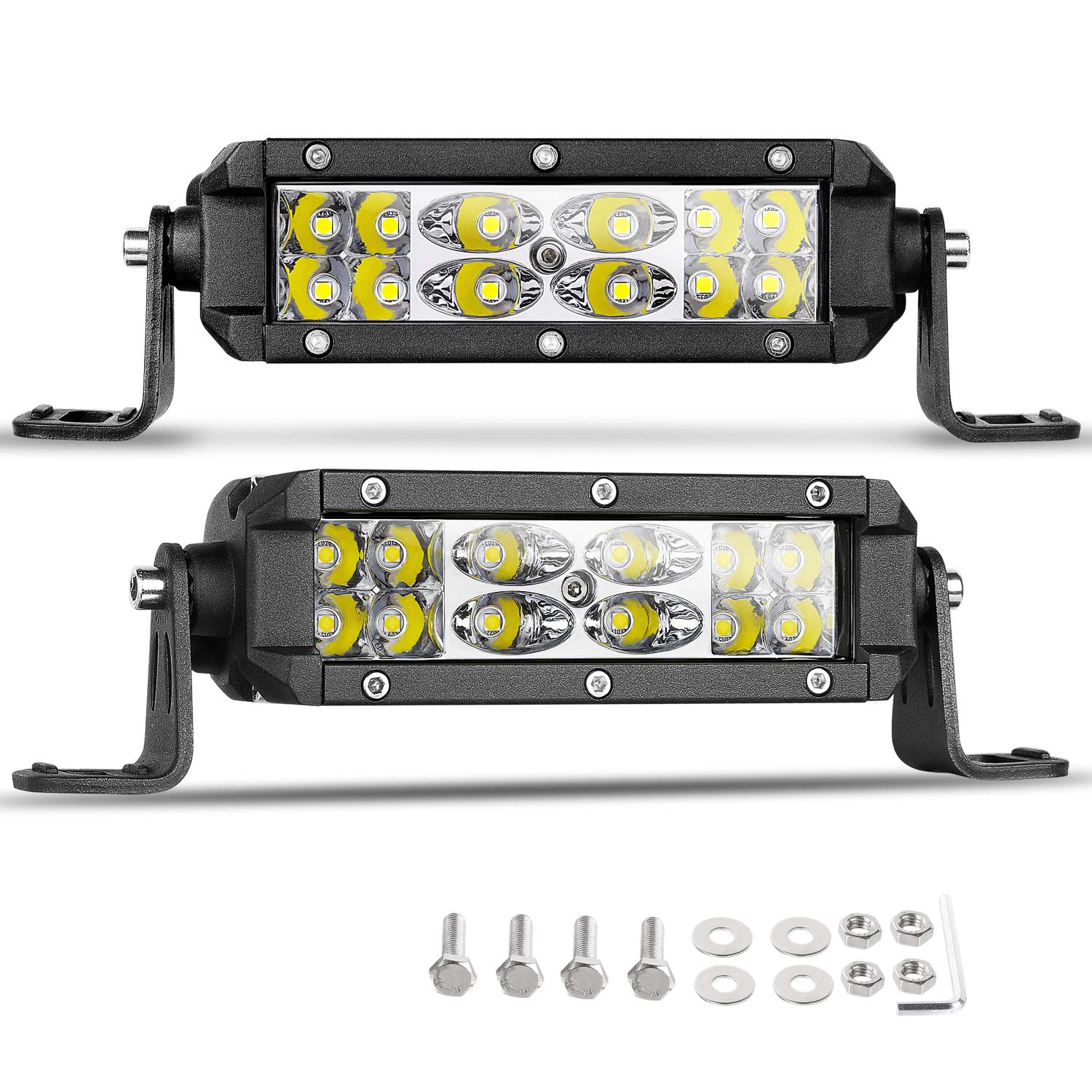 Nirider 2PCS 72W 5 Inch Slim LED Pods - Dual Row LED Light Bars with Spot Flood Combo for Off-Road Driving | Waterproof Work Lights for Trucks, Cars, SUVs, ATVs & UTVs | Perfect for Night Off-Roading, Camping & Emergency Lighting