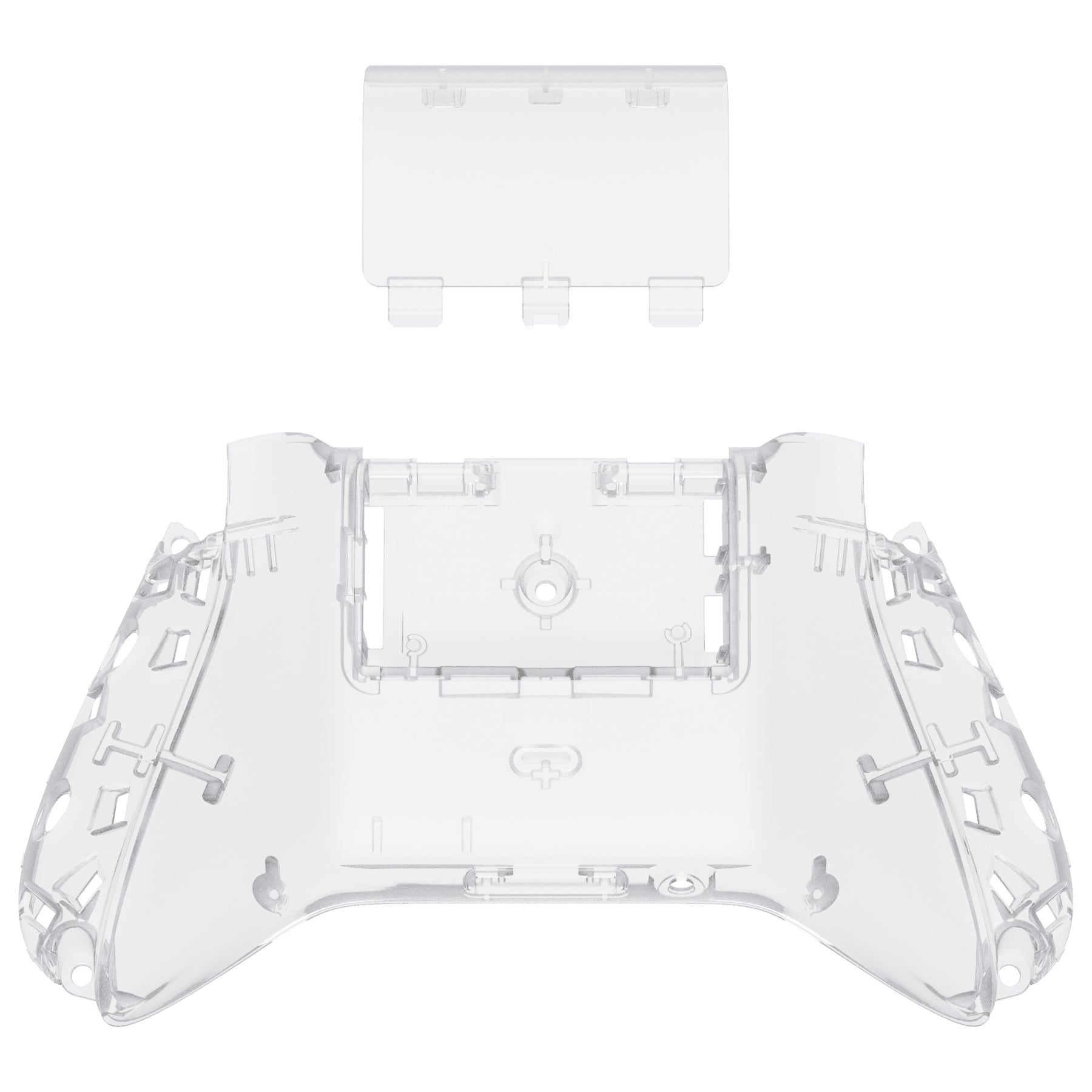 eXtremeRate Clear Custom Bottom Shell with Battery Cover for Xbox Series S/X Controller - DIY Replacement Backplate Cover for Xbox Core Controller Model 1914 - Perfect for Gaming Enthusiasts & Custom Mods - Controller & Side Rails Not Included - BX3M501