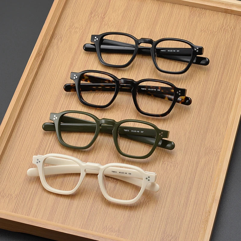 Unisex Black Acetate Square Full Rim Eyeglasses 8012 - Stylish & Durable for Work, Reading & Everyday Wear