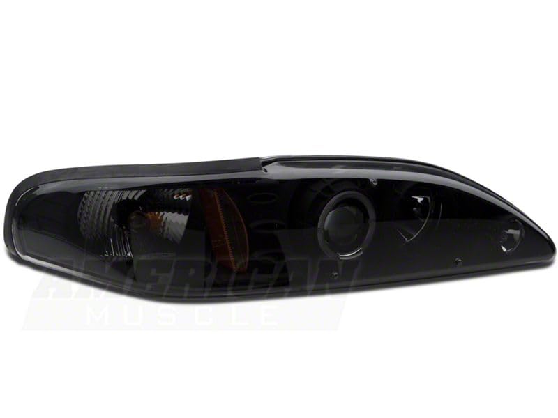 Raxiom LED Halo Projector Headlights for 94-98 Mustang - Black Housing & Smoked Lens - High-Performance Lighting Upgrade for Night Driving & Car Customization