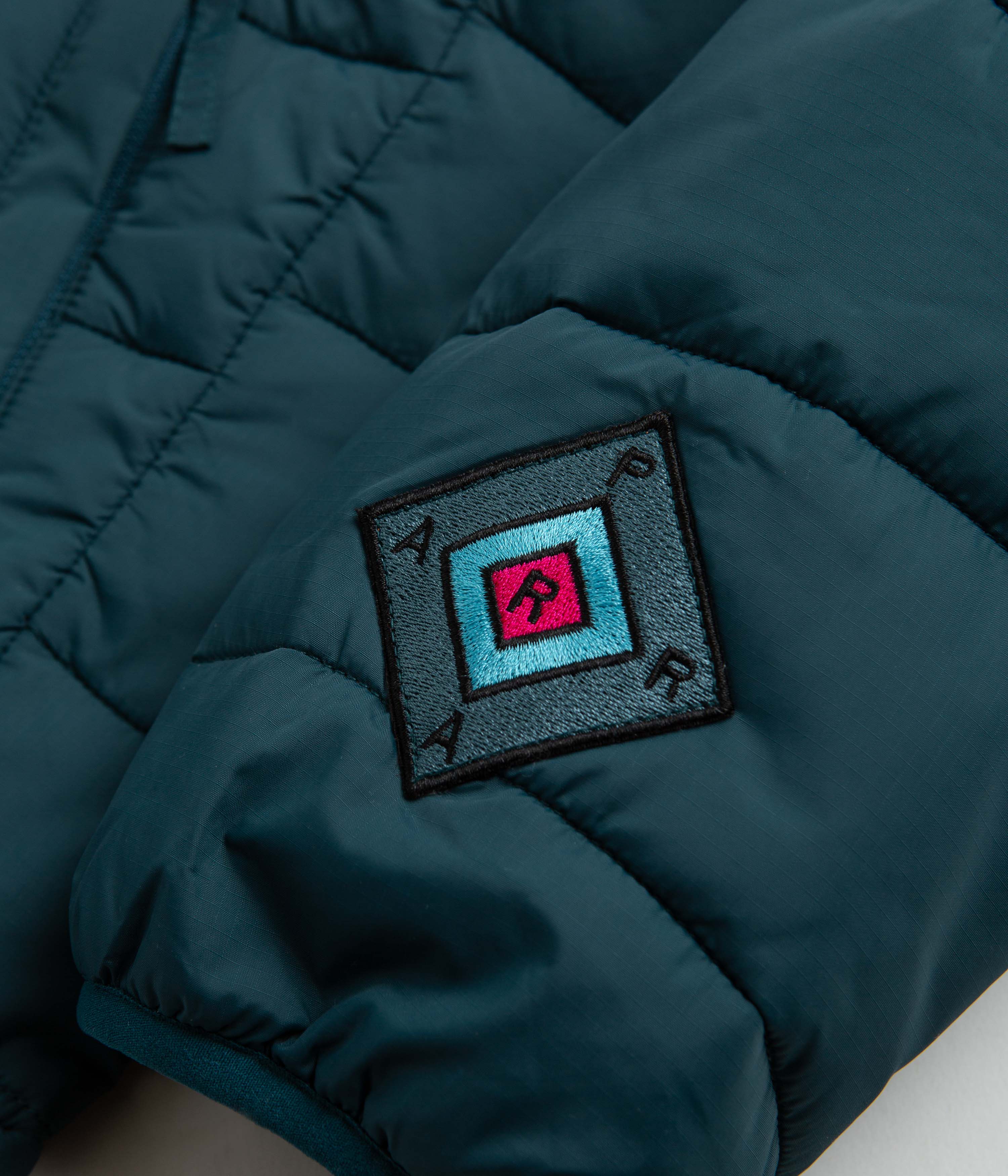 Parra Colored Landscaped Jacket - Deep Sea Green Waterproof Windbreaker for Outdoor Hiking & Urban Streetwear Fashion